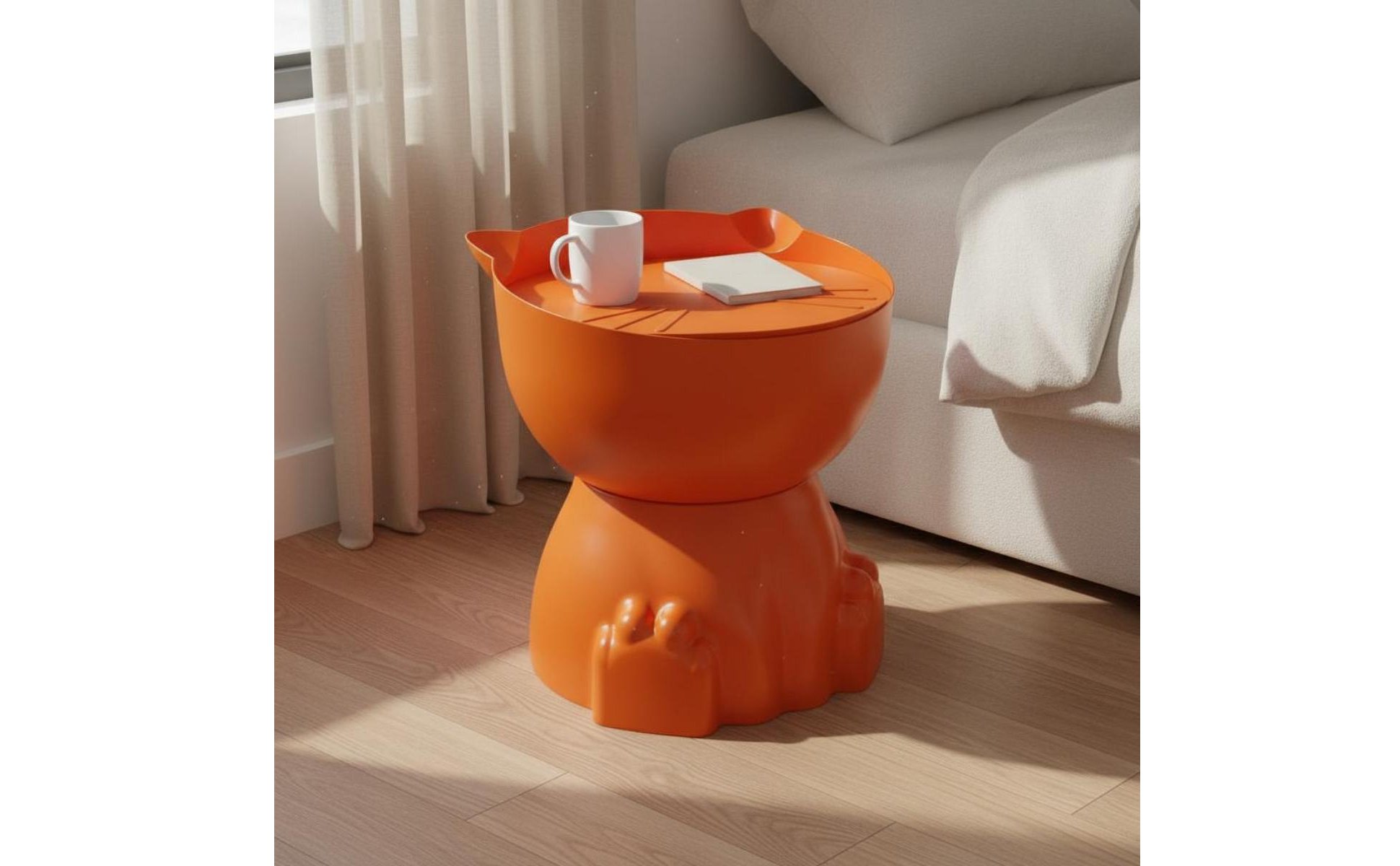 Cream Design Accent Table Space Saving Small Round Side Table Multi-Purpose