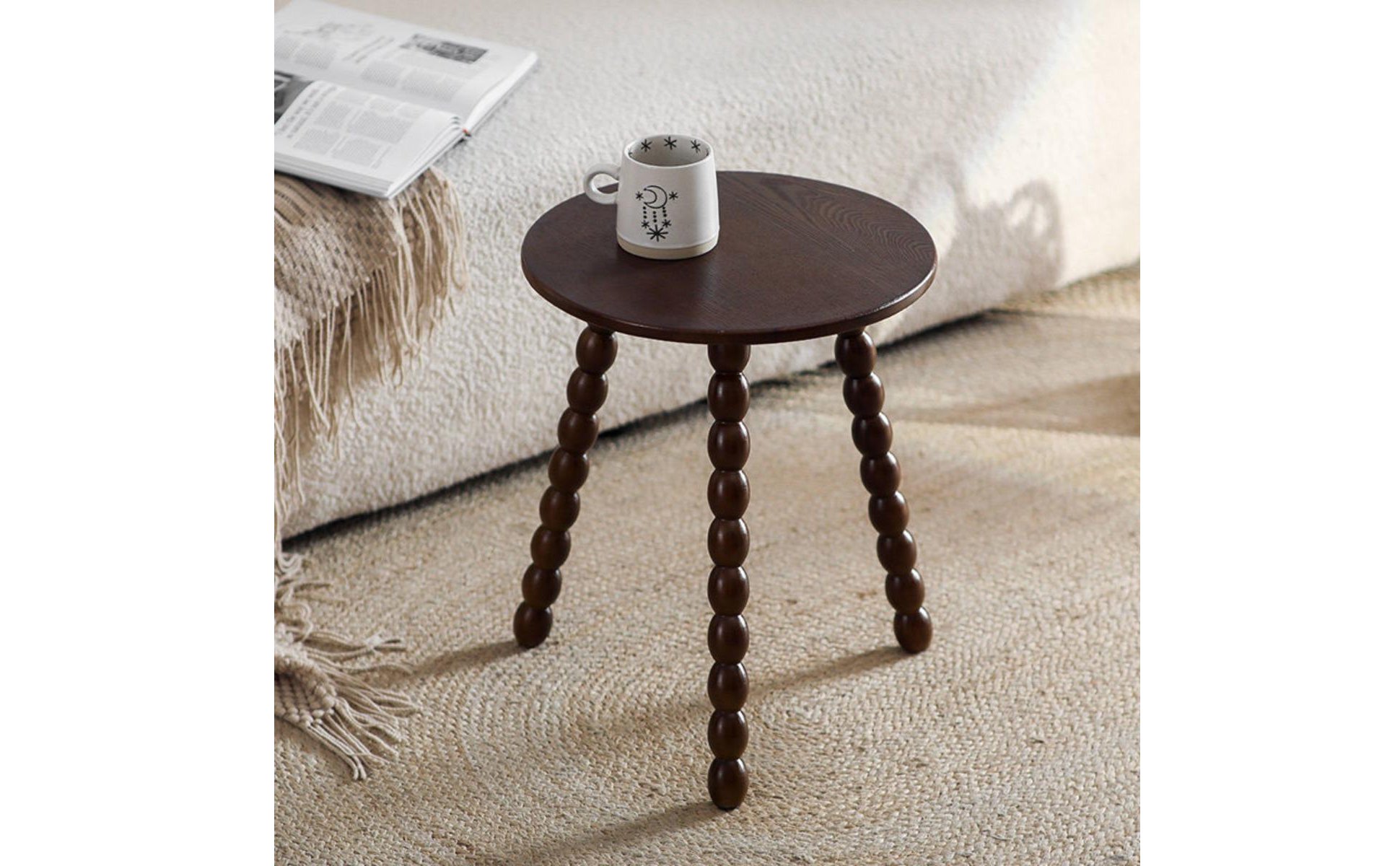 Table D'appoint Ronde En Bois Compact Table Basse à Pieds Pieds En Forme De