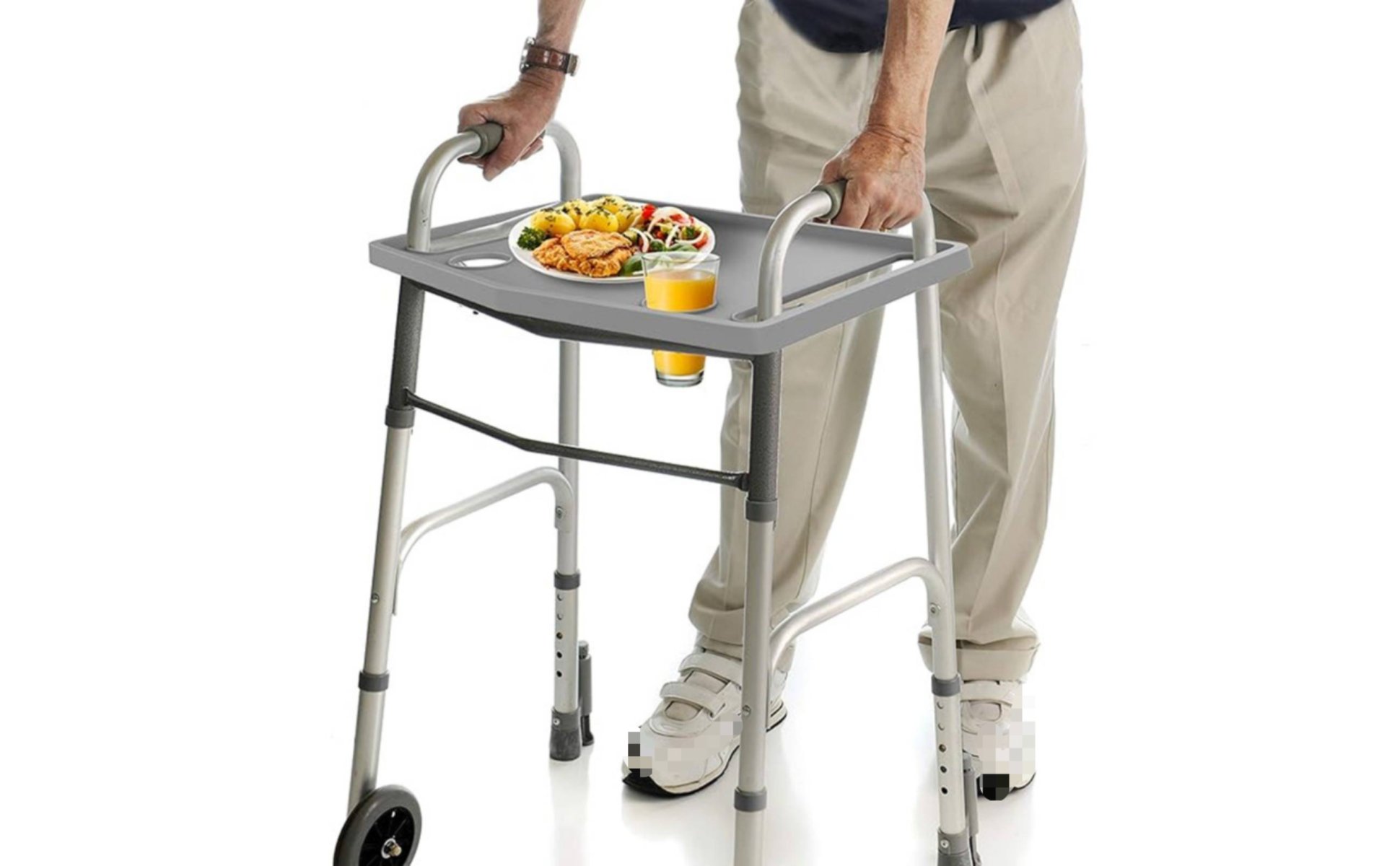 Rollator Tablett mit Becherhalter erhöhter Rand Rollatortablett erhöhte Kanten