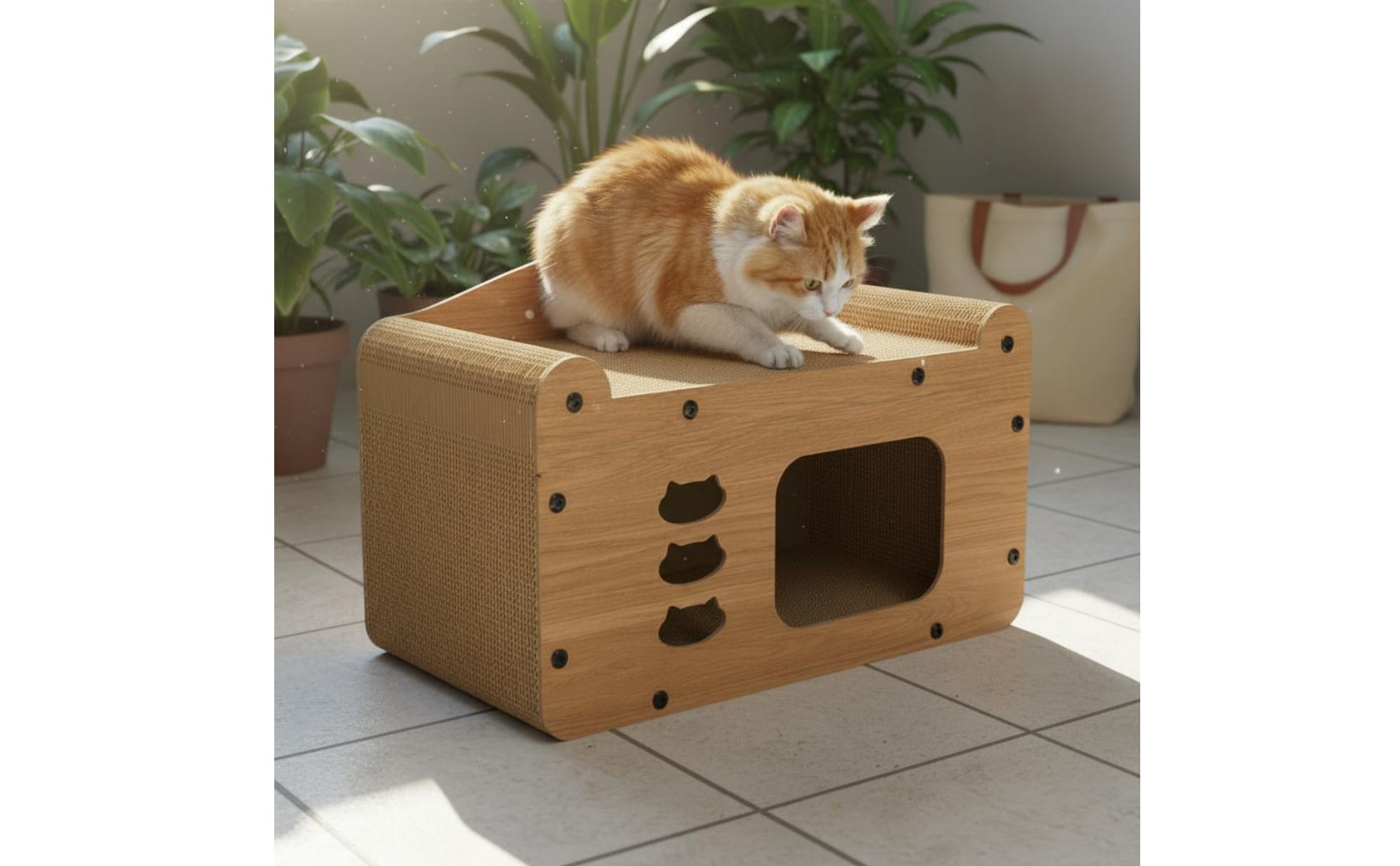 Cat Scratcher House Protects Furniture Corrugated Cat Condo Long-Lasting