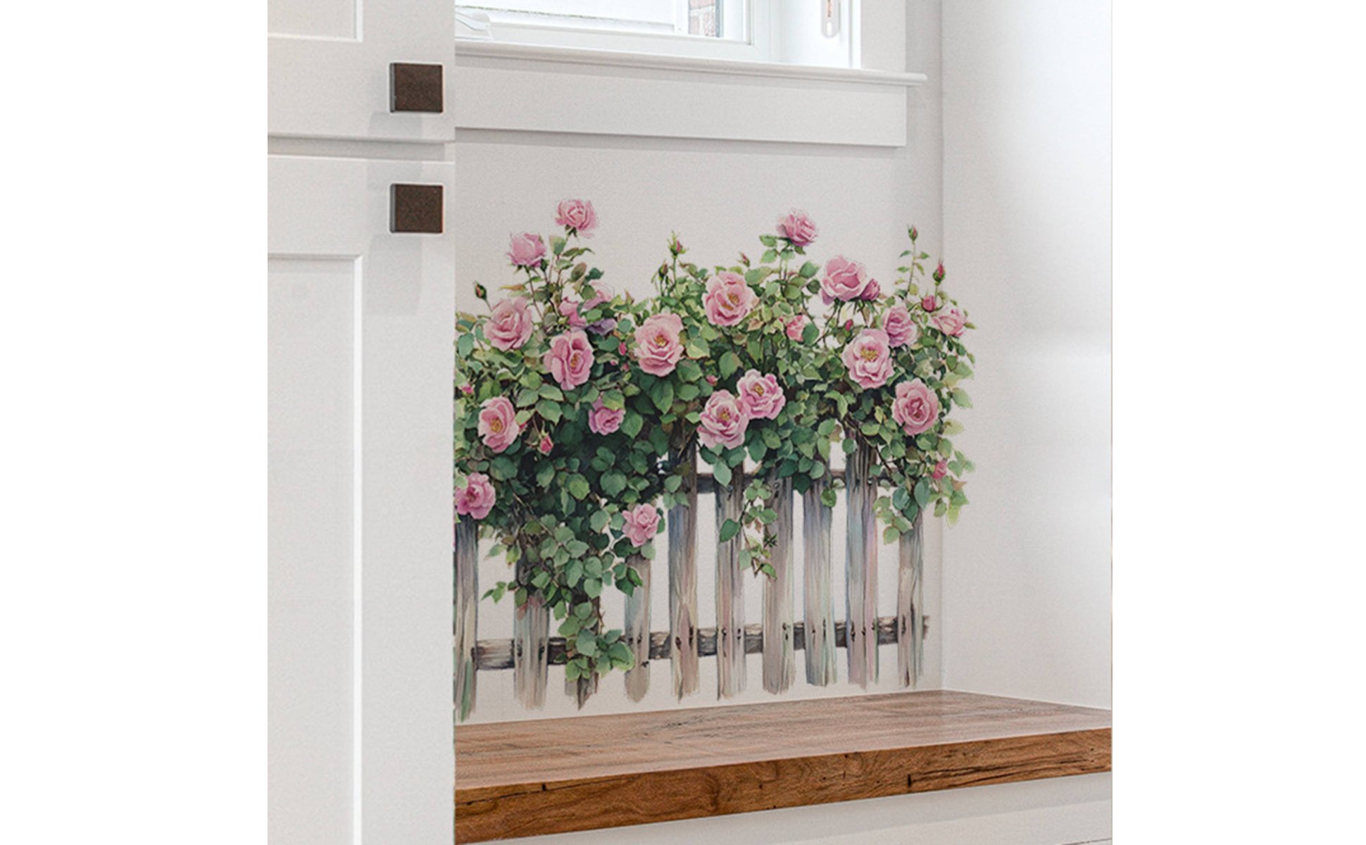 Flower Fence Wall Sticker Self Flower Fence Wall Decal Peel and Stick