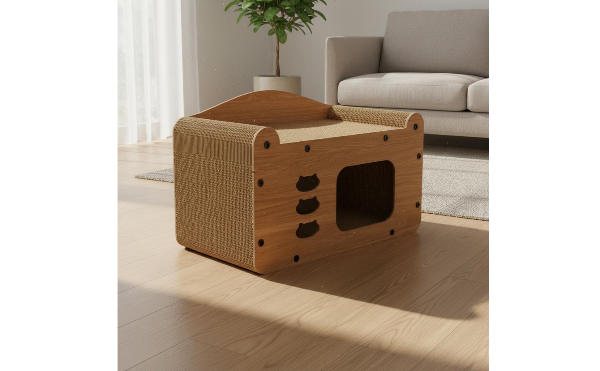 Cat Scratcher House Protects Furniture Corrugated Cat Condo Long-Lasting