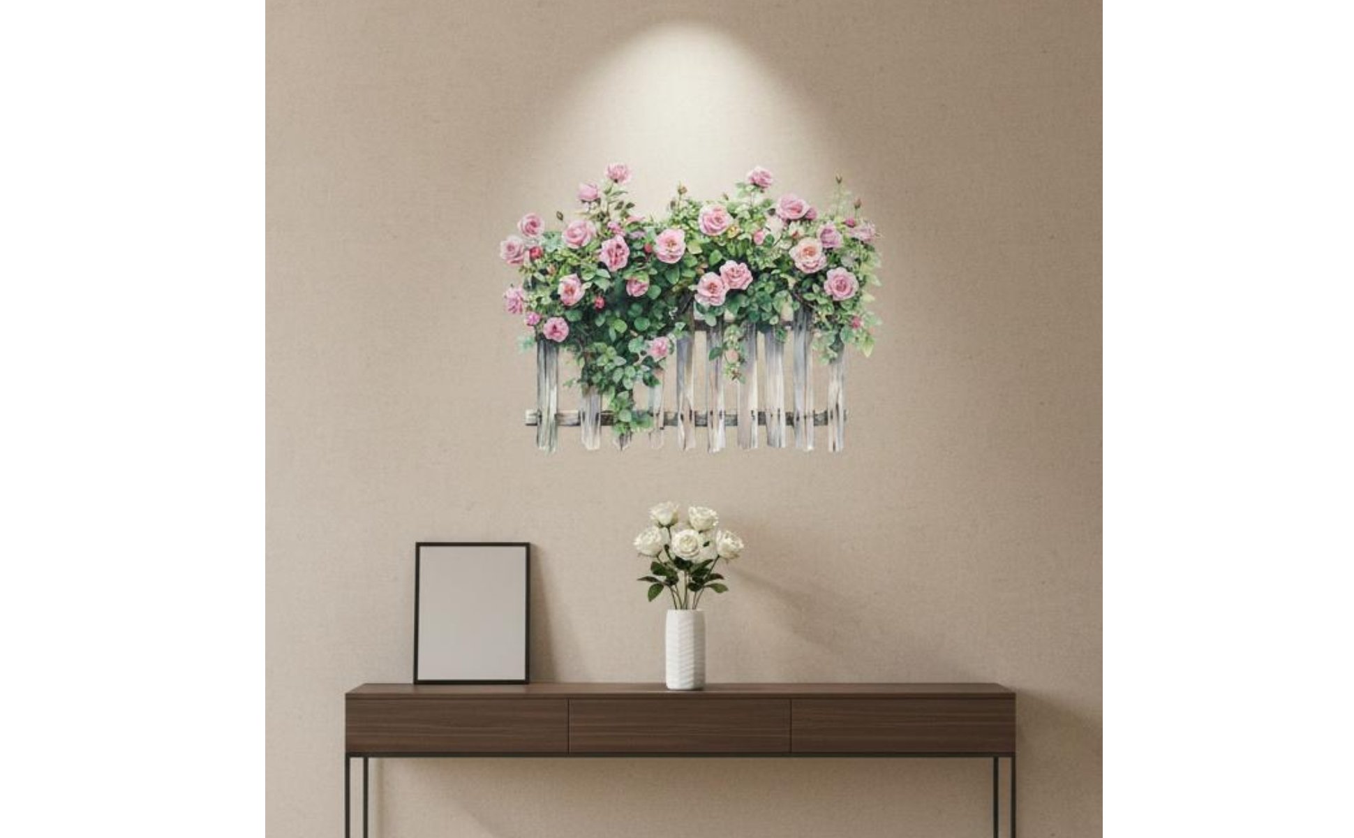 Flower Fence Wall Sticker Self Flower Fence Wall Decal Peel and Stick
