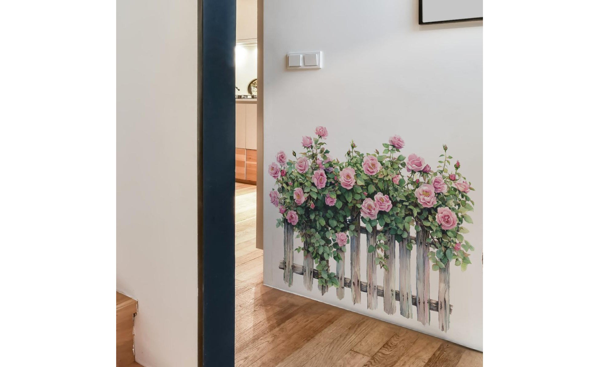 Flower Fence Wall Sticker Self Flower Fence Wall Decal Peel and Stick
