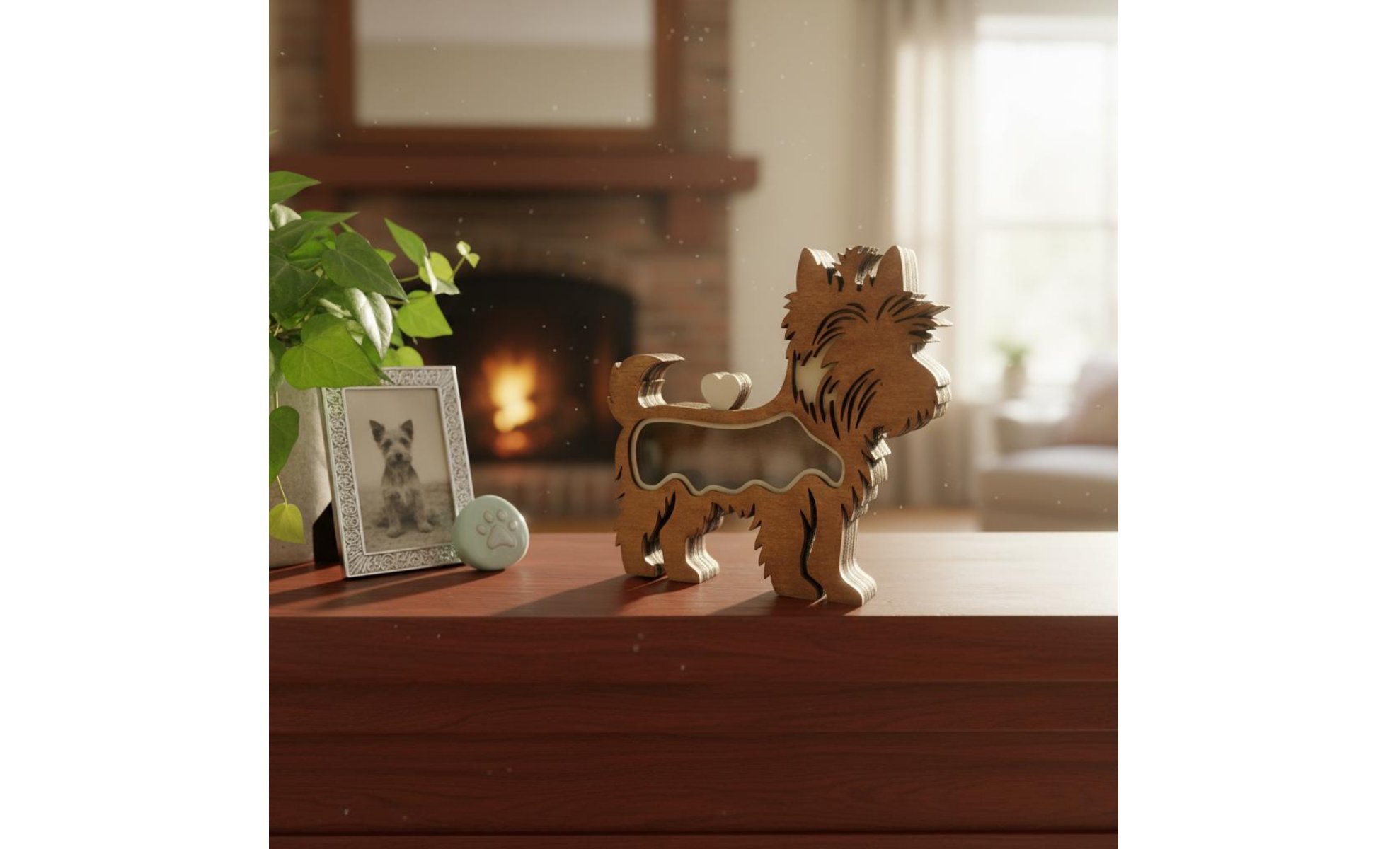 Boîte à Souvenirs pour Poils D'animaux Fenêtre Transparente