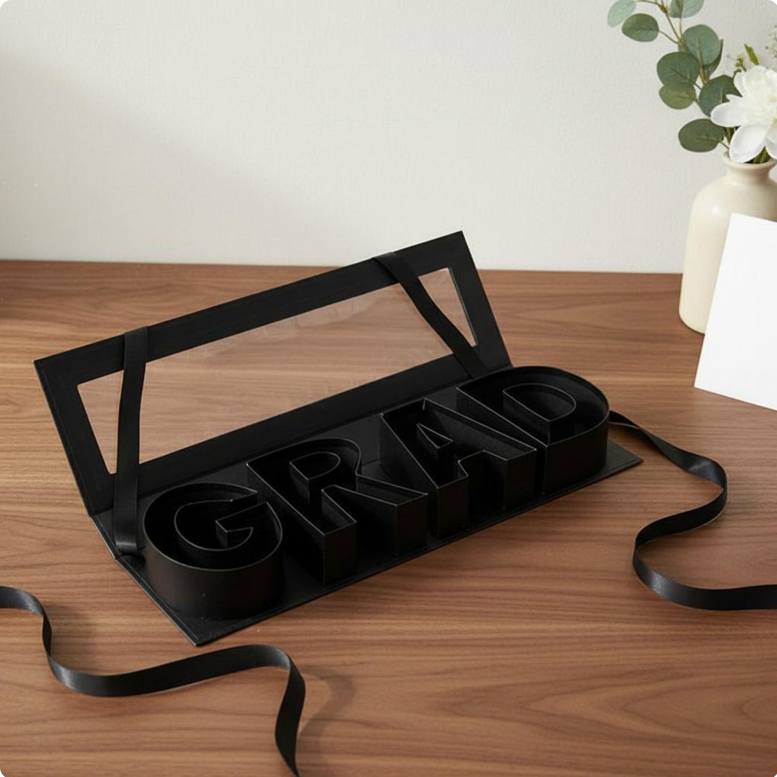 GRAD Letter Gift Box Transparent Window Graduation Flower Box Celebratory Design