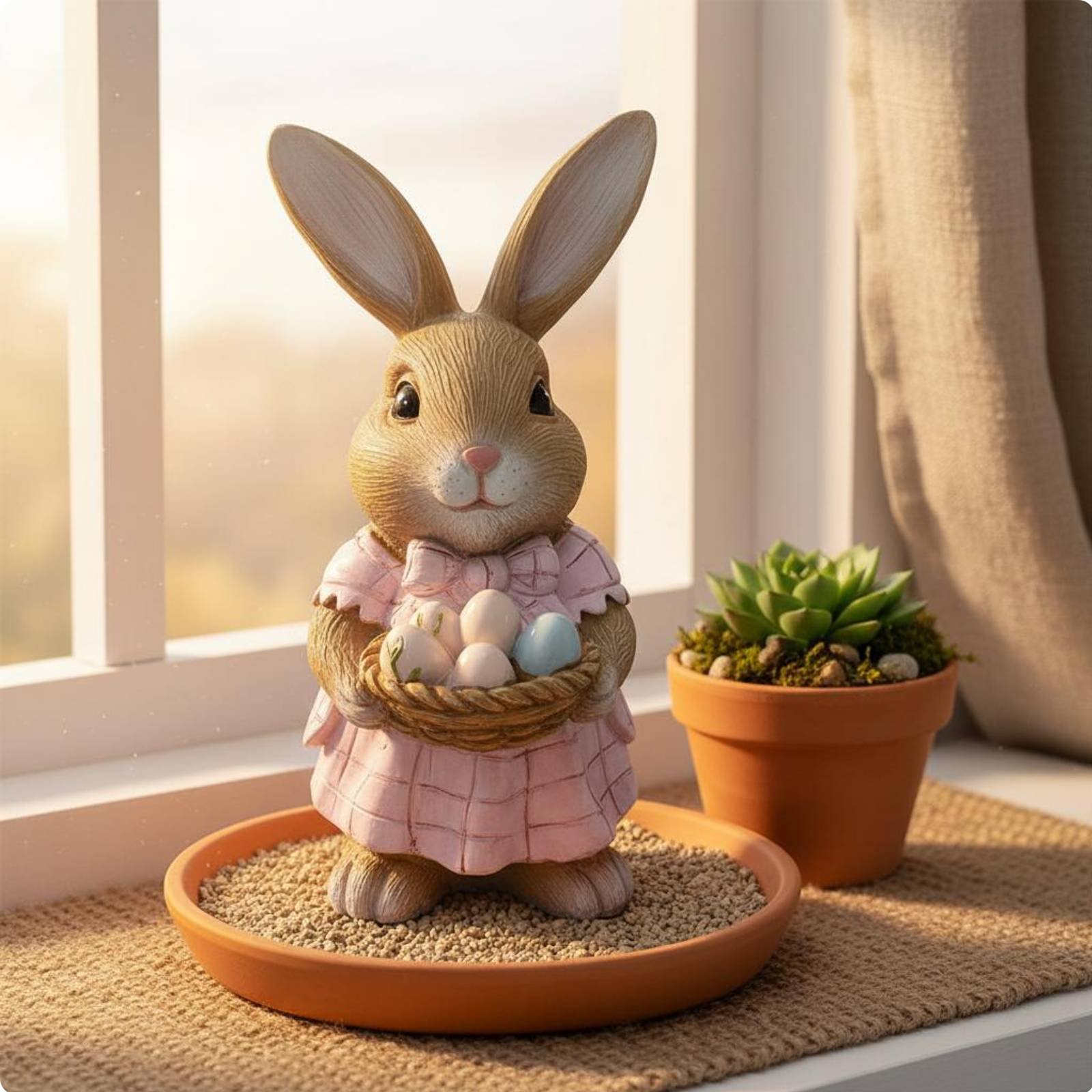 Hasenstatue aus Kunstharz Landhausstil Hasenfigur vielseitig einsetzbar