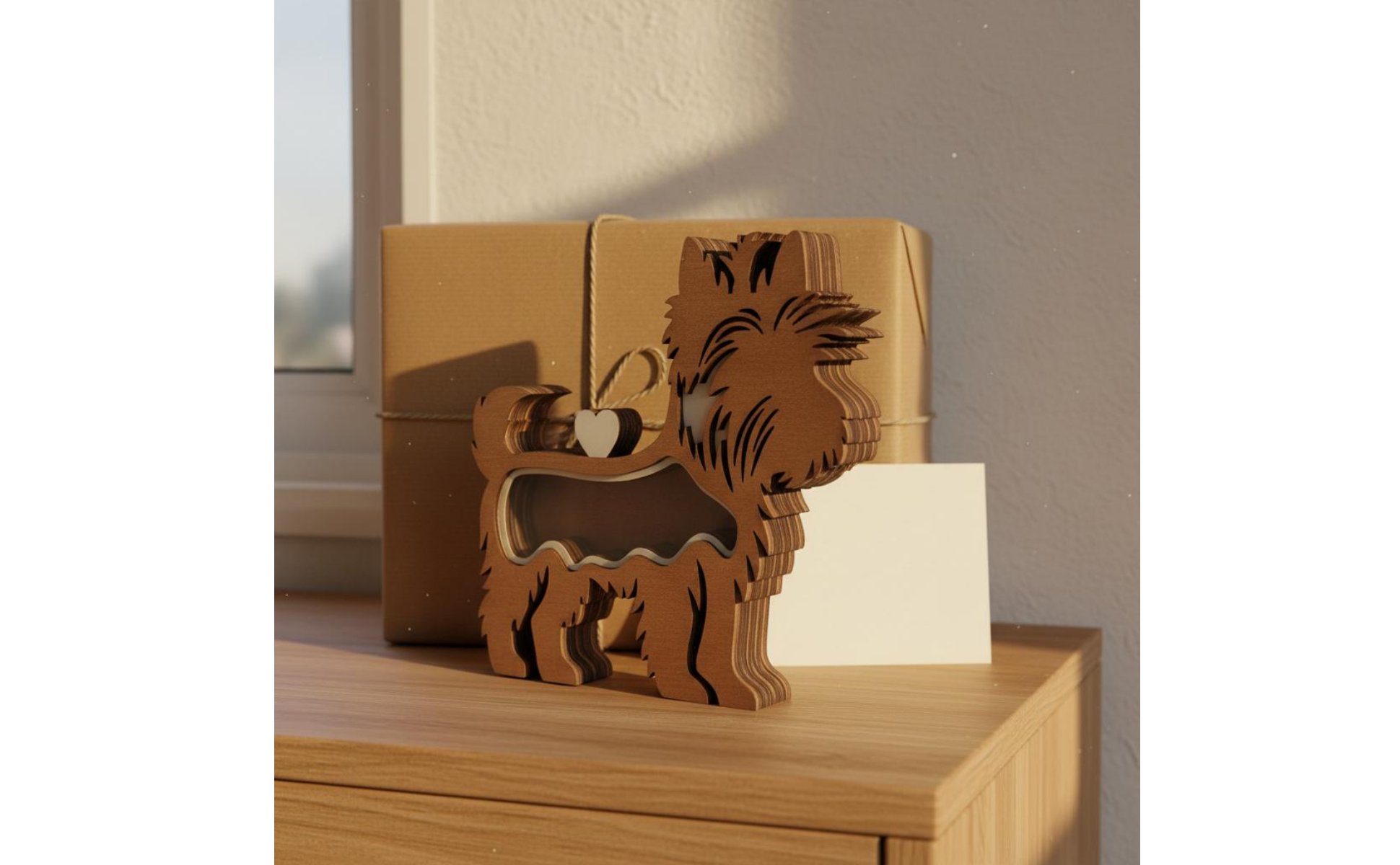 Boîte à Souvenirs pour Poils D'animaux Fenêtre Transparente