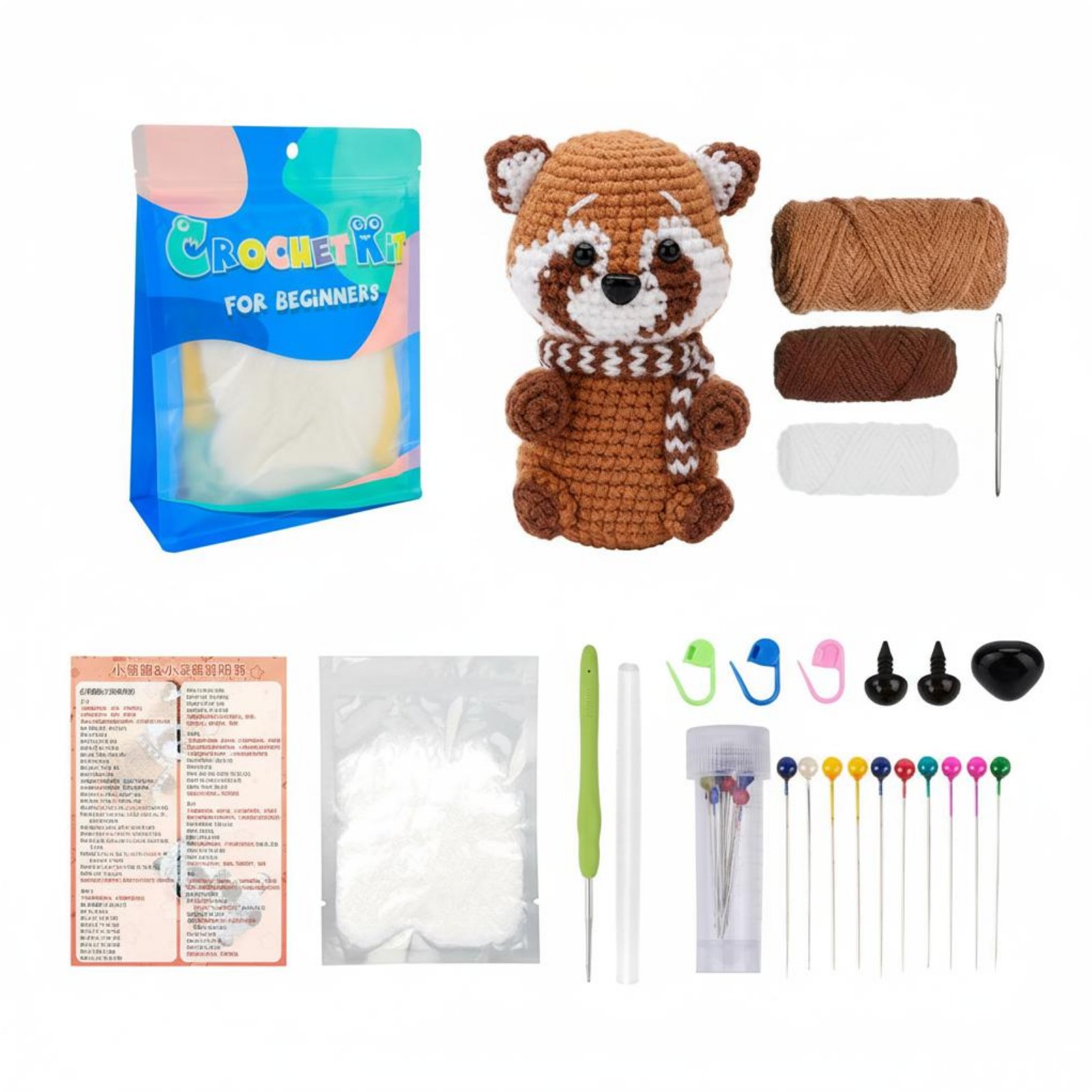Häkelset Roter Panda Weiches Material Häkelset Raccoon Langlebig