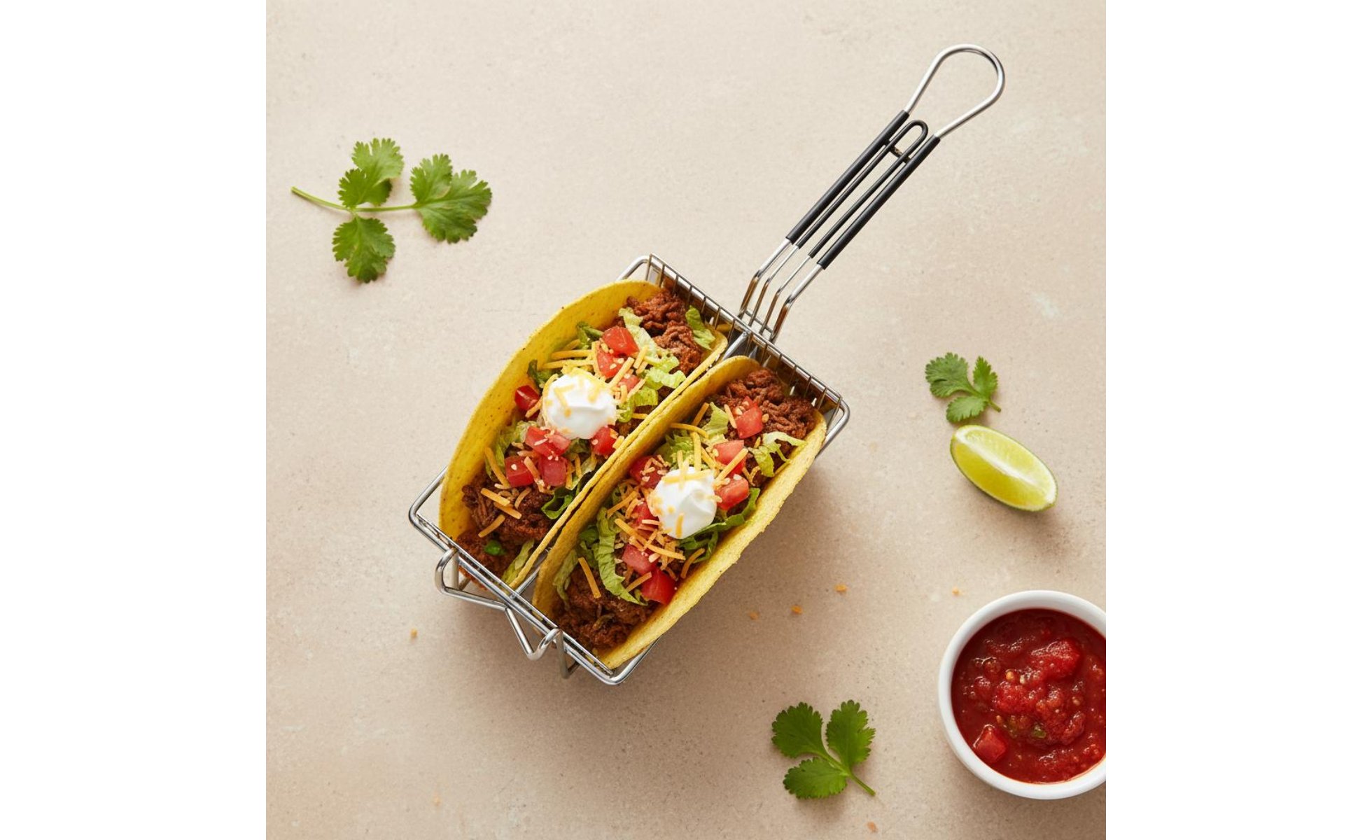 Taco Shell Fryer Basket Detachable Handle Taco Shell Molding Basket for Chefs