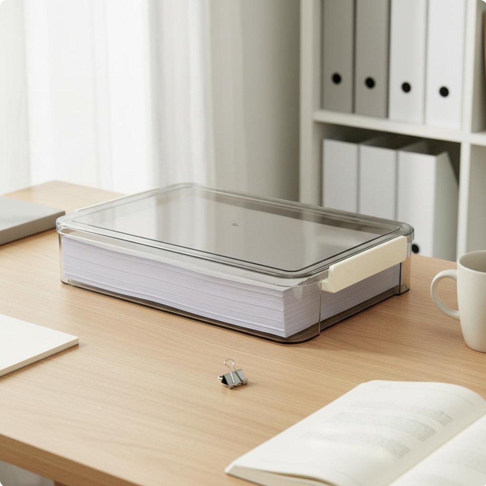 A4 File Storage Box Long-Lasting Clear Document Case Secure Latch for Desktop