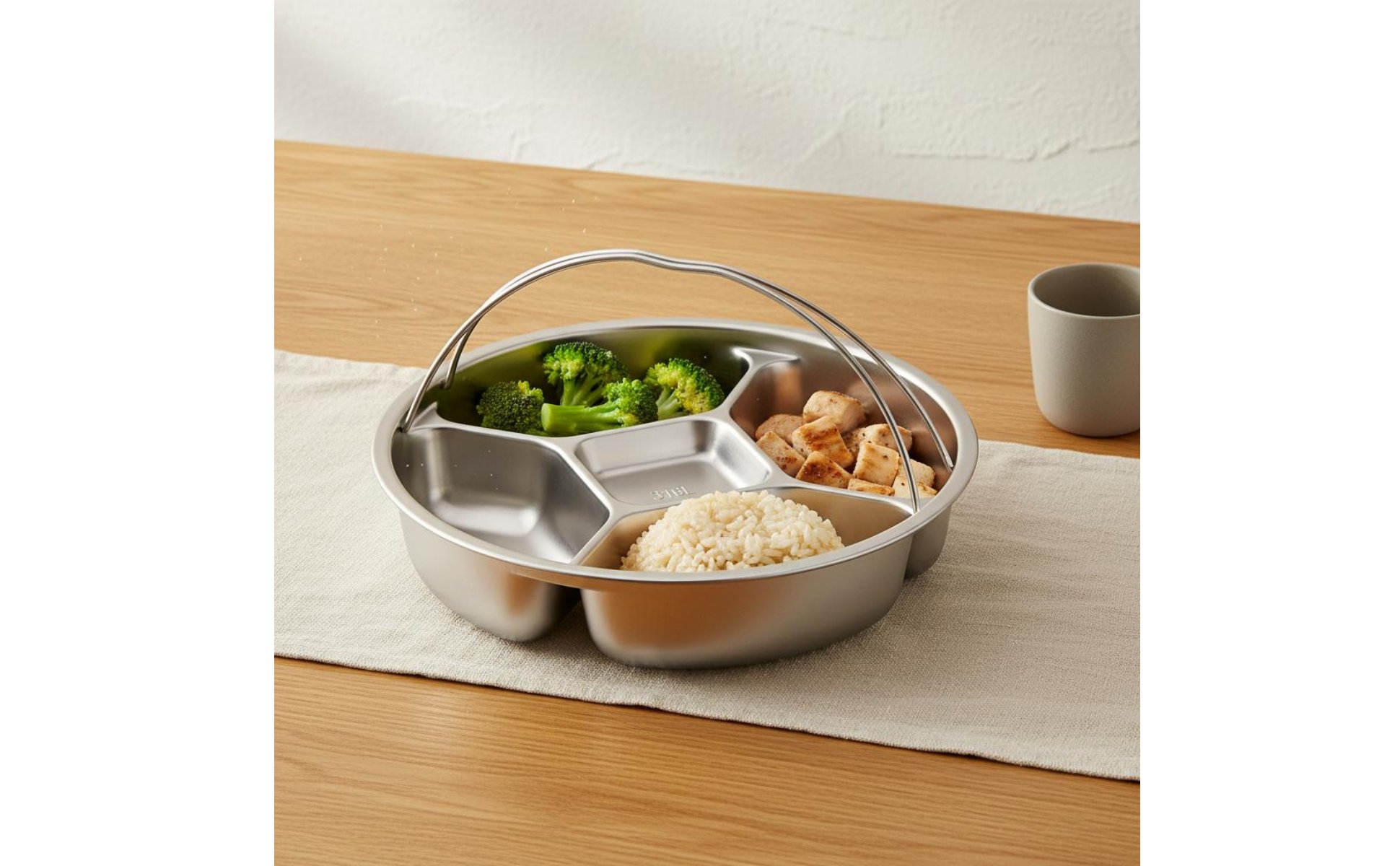 Divided Steamer Plate Prevents Flavor Mixing Round Portion Control Plate