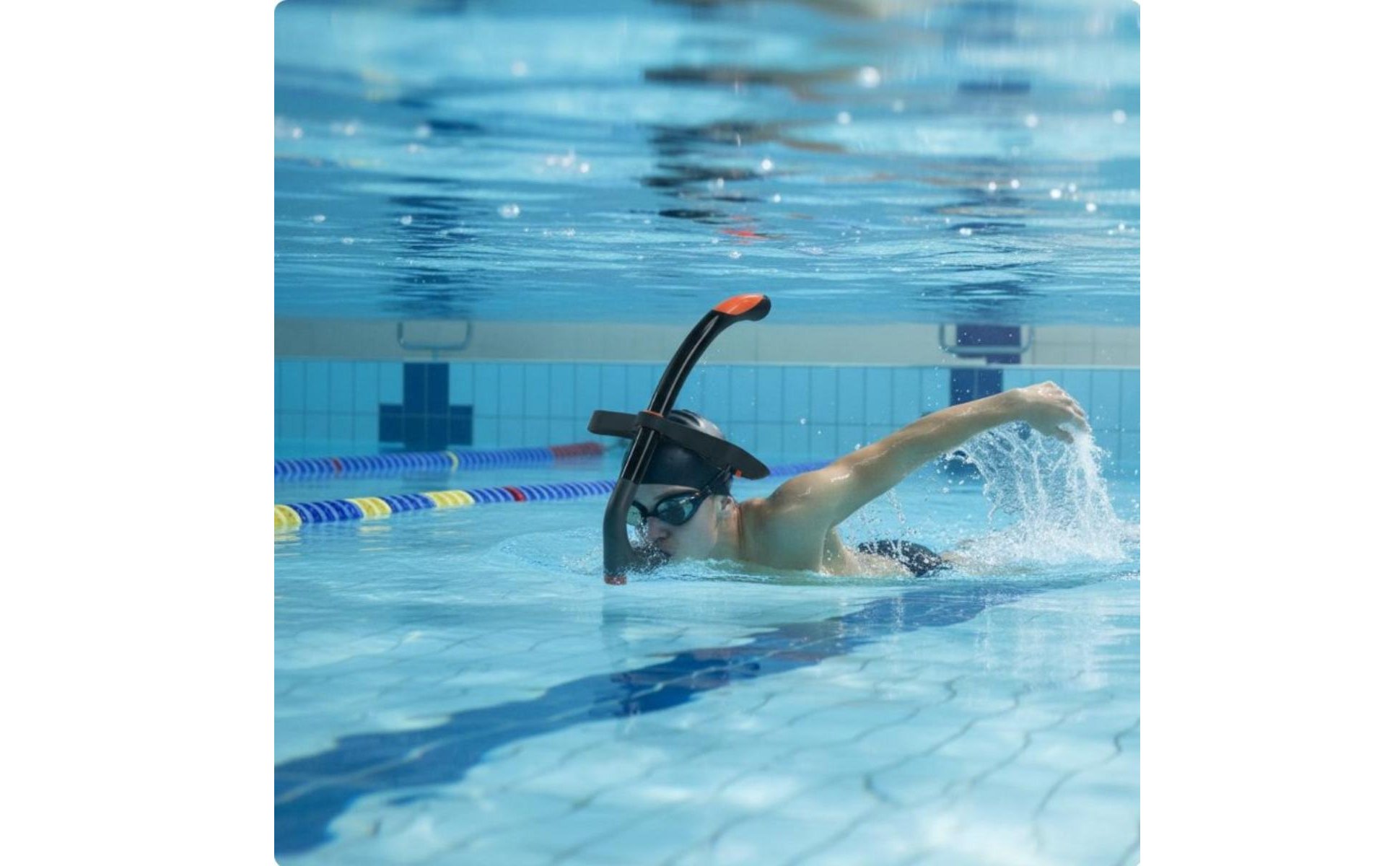 Swim Training Snorkel Silicone Mouthpiece Front Swim Snorkel Single-Way Purge