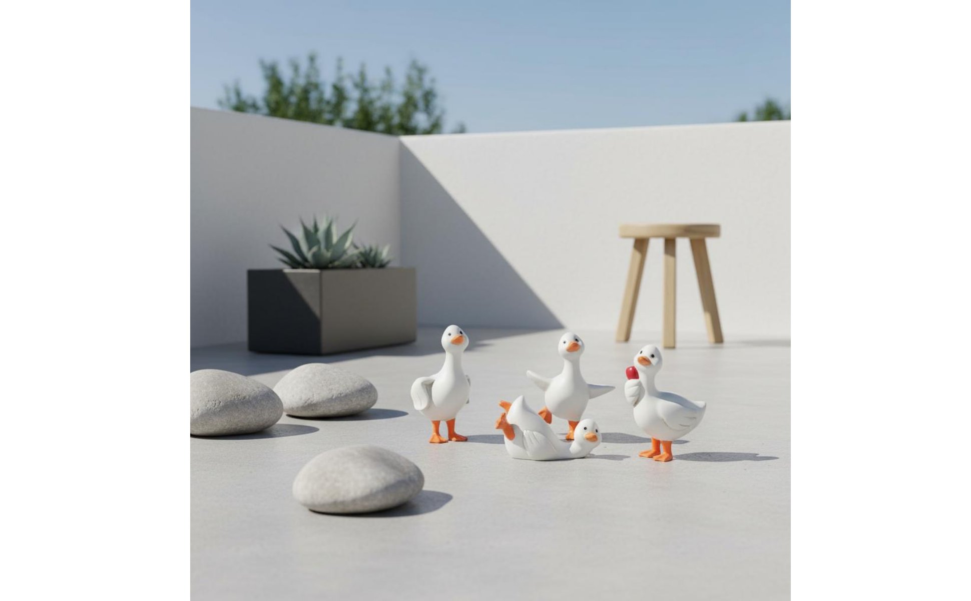 4 Pieces Resin Duck Ornaments Cute Poses Resin Duck Figurines Versatile Decor