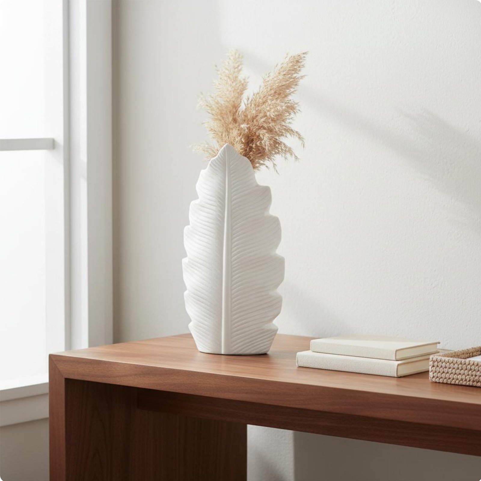 Feather Design Vase Nordic Aesthetic Sculptural Flower Holder for Living Room