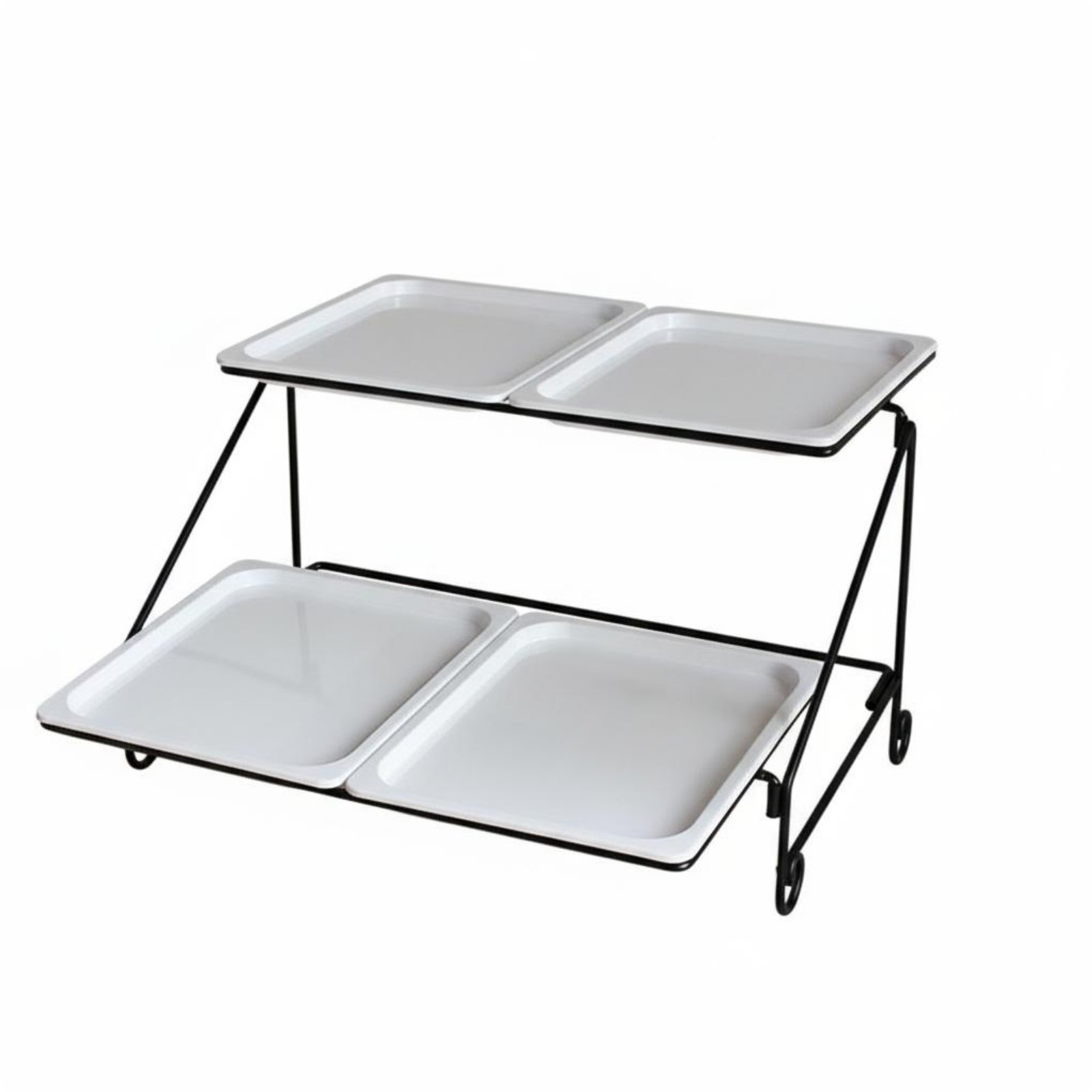 Lidded Food Serving Station Dust-Proof Lids Rectangular Food Display Stand
