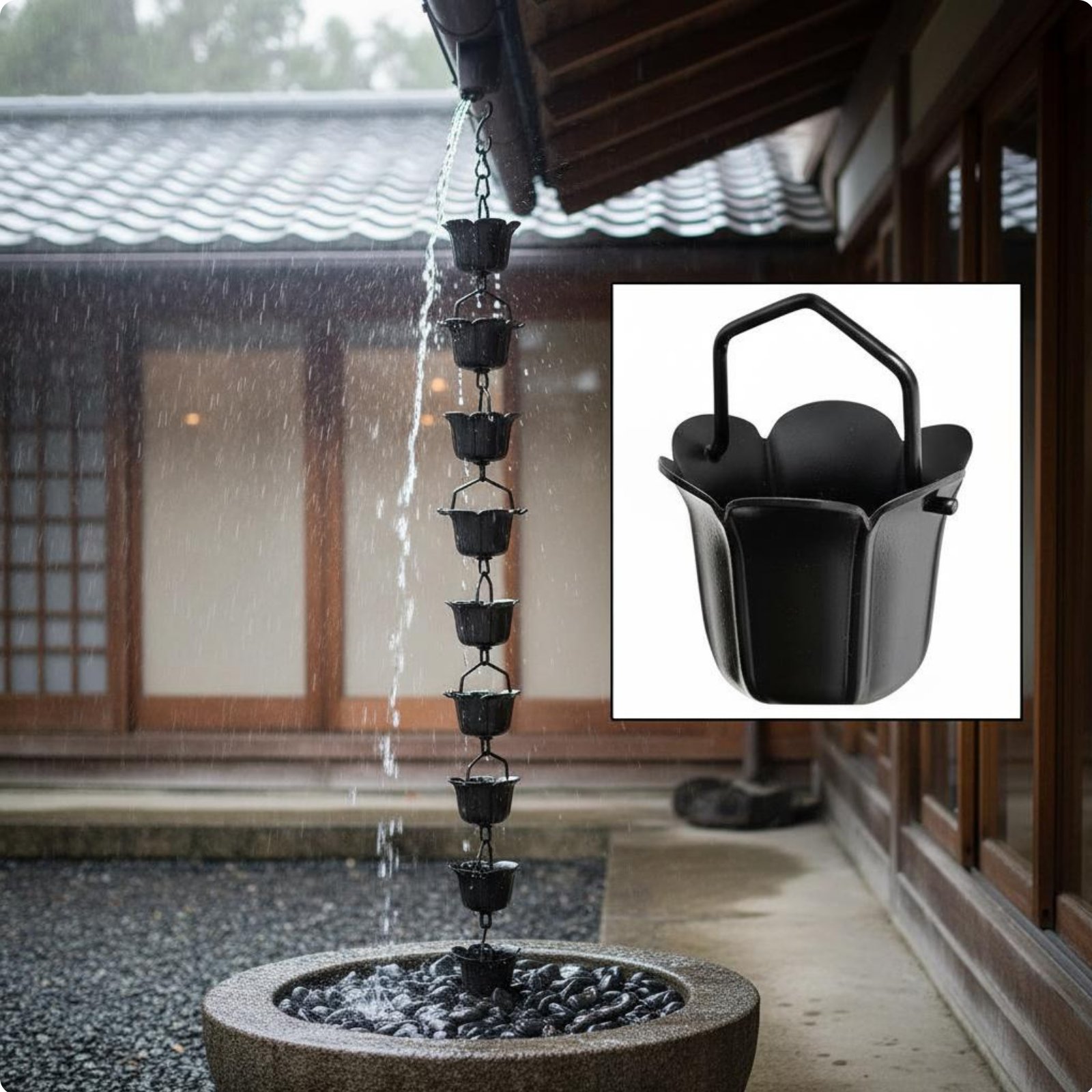 Rain Chain Artistic Design Downspout Substitute Weather Resistant for Sunroom