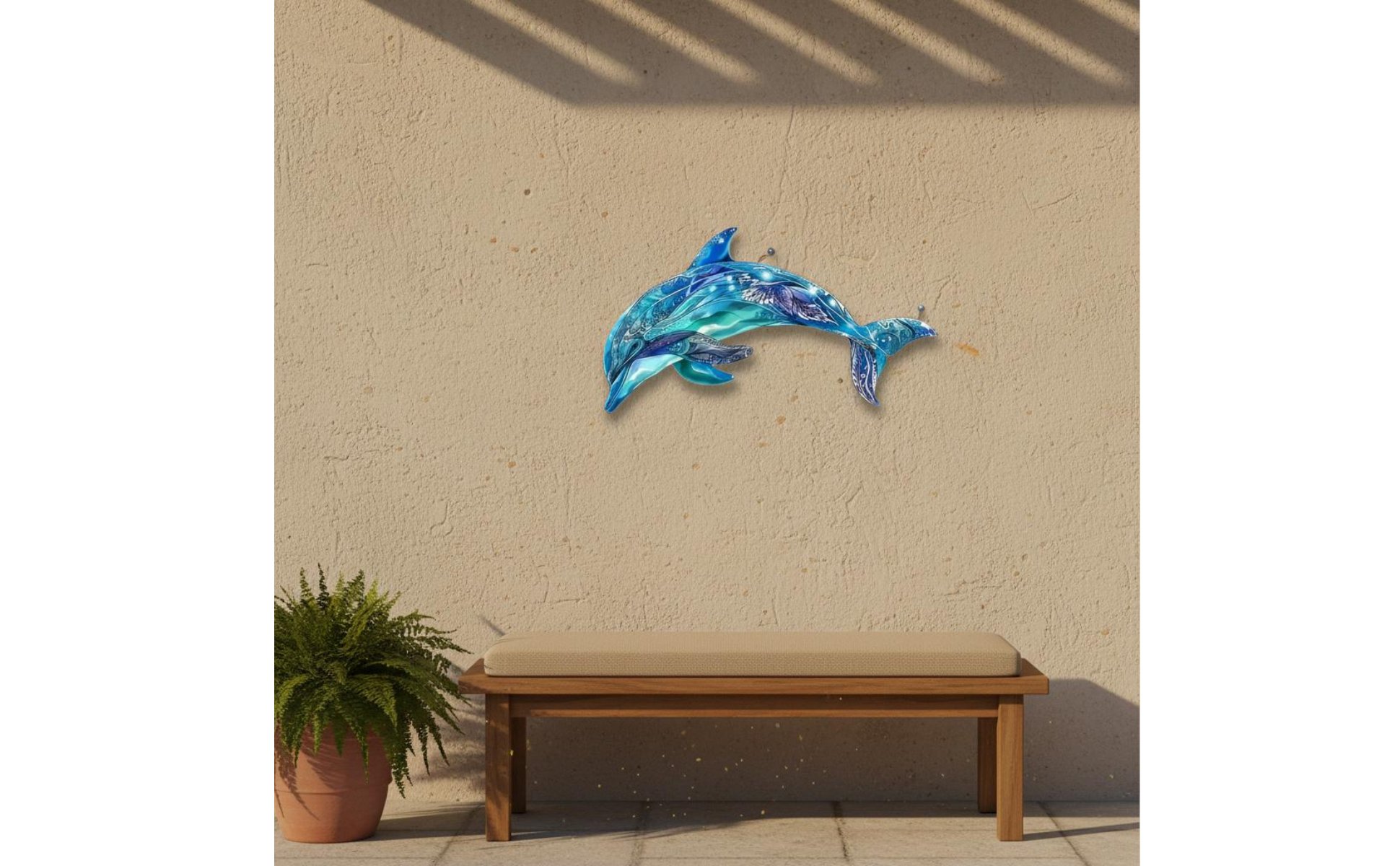 Metal Dolphin Wall Art Vivid Colors Metal Dolphin Art Wrought Iron for Bathroom