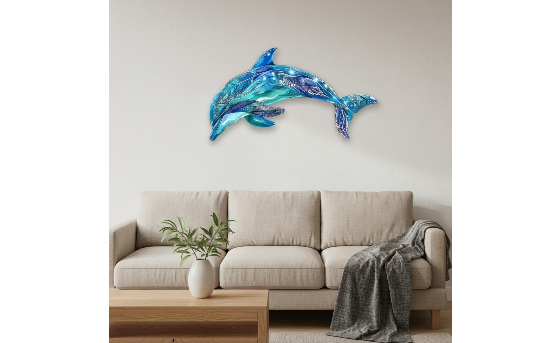 Metal Dolphin Wall Art Vivid Colors Metal Dolphin Art Wrought Iron for Bathroom