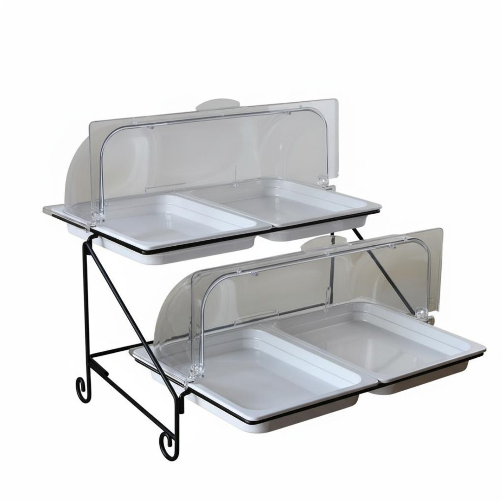 Lidded Food Serving Station Dust-Proof Lids Rectangular Food Display Stand