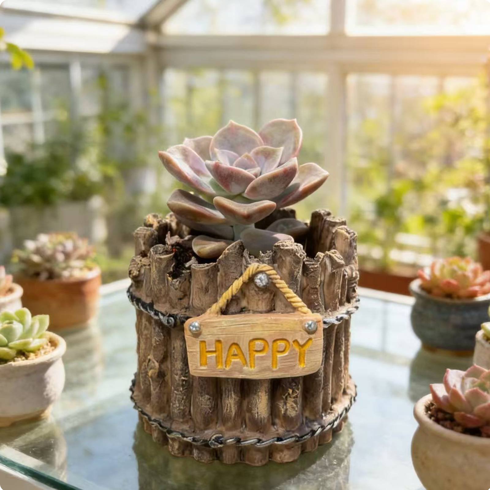 Vintage Wooden Barrel Pot Lightweight Garden Decor Weather Resistant for