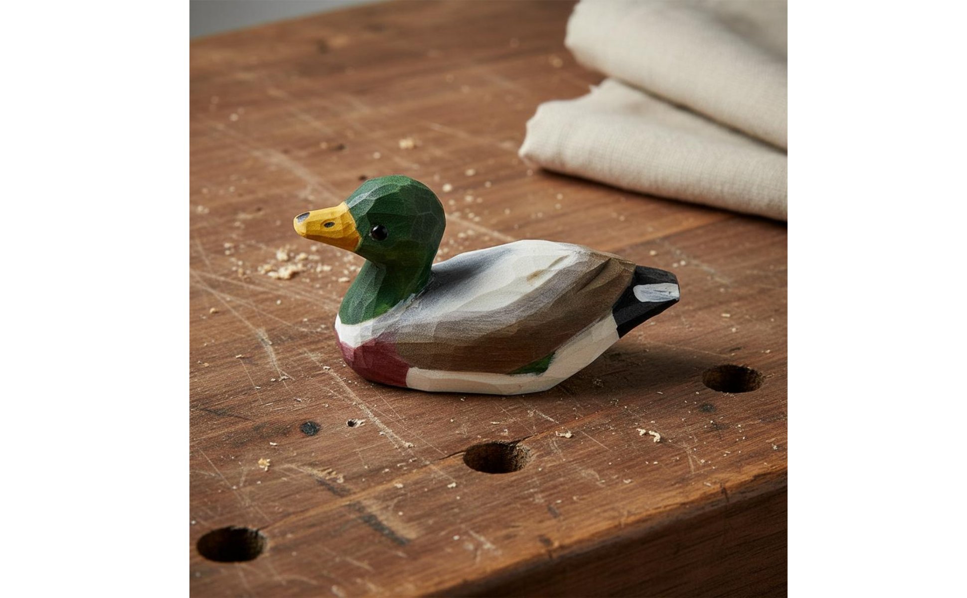 Hand-Carved Duck Figurine Natural Wood Carved Wooden Duck Rustic Decor