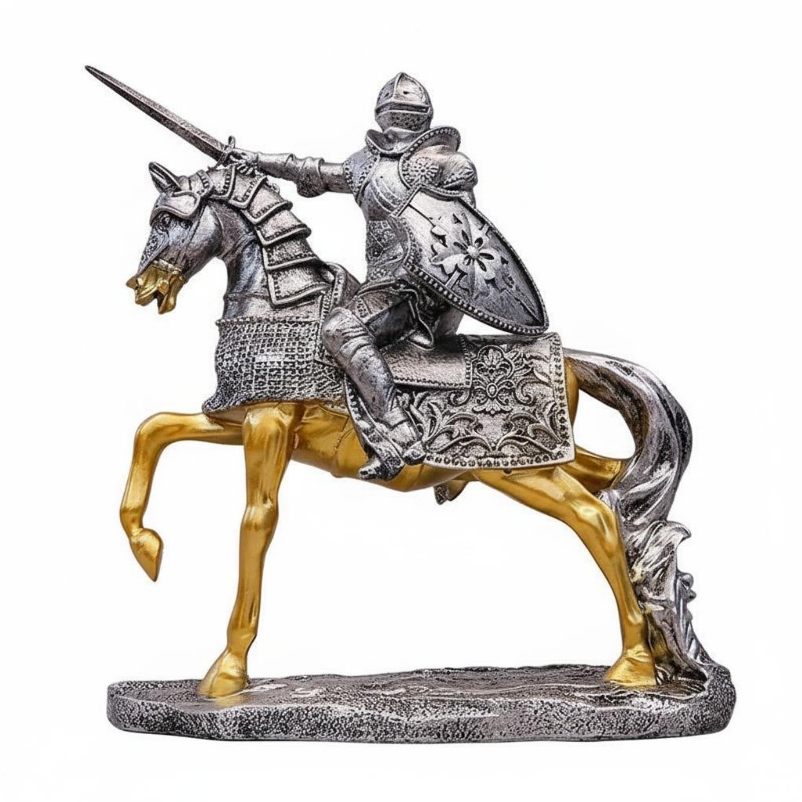 Armored Knight on Horseback Statue Creative Gift for Living Room, Bookshelf