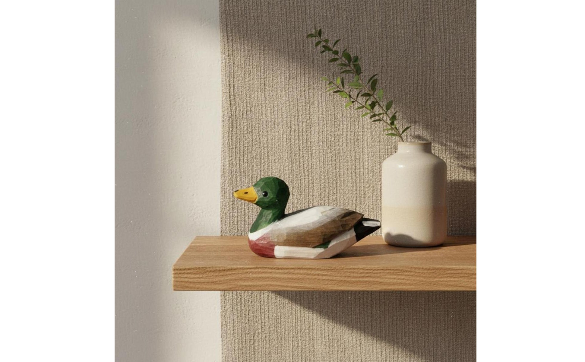 Hand-Carved Duck Figurine Natural Wood Carved Wooden Duck Rustic Decor