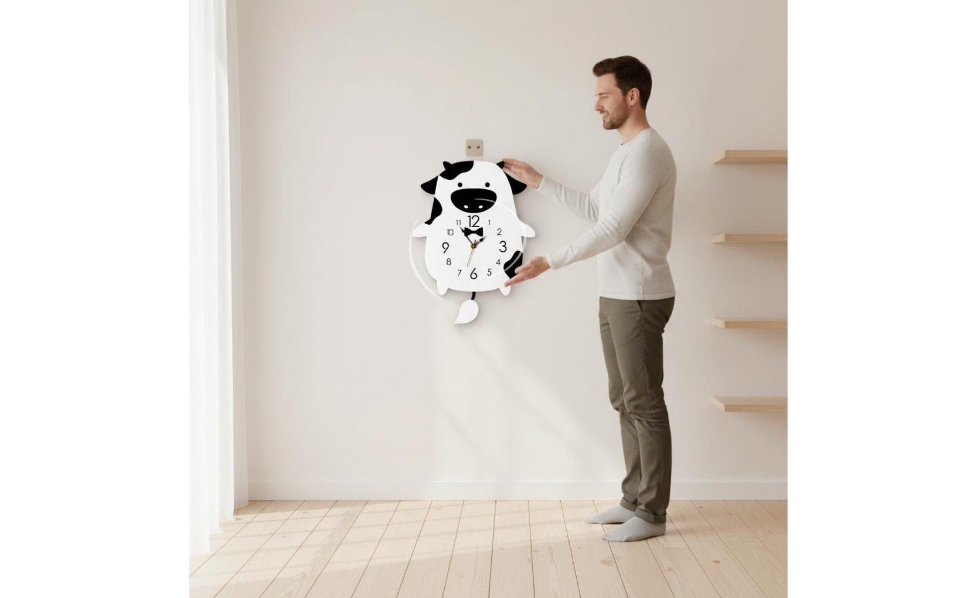 Cartoon Cow Clock Creative Gift Idea Cartoon Cow Wall Clock Silent Movement