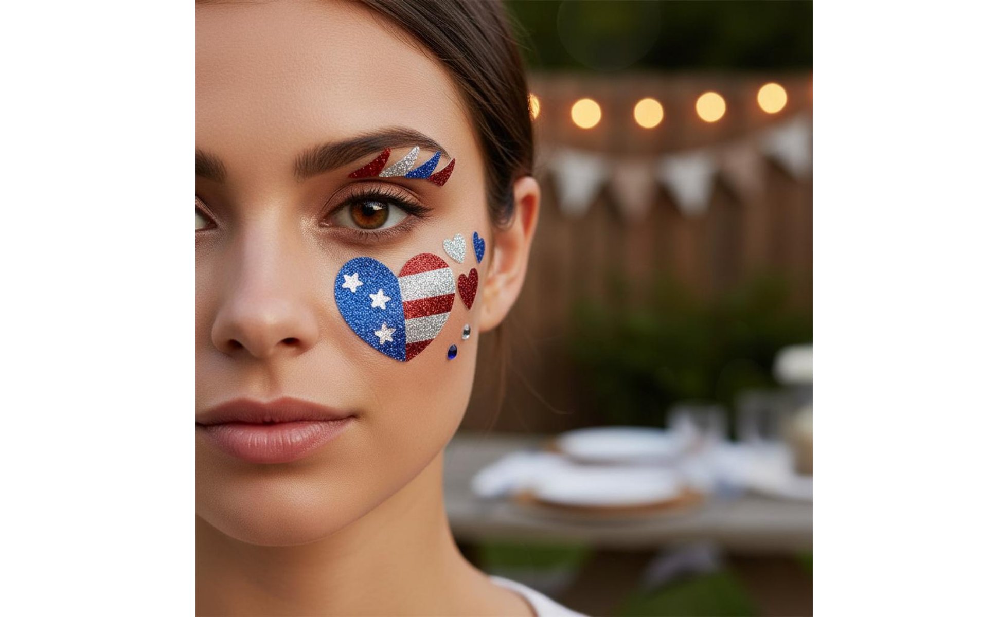 Independence Day Glitter Face Sticker Easy to Apply American Flag Face Jewels