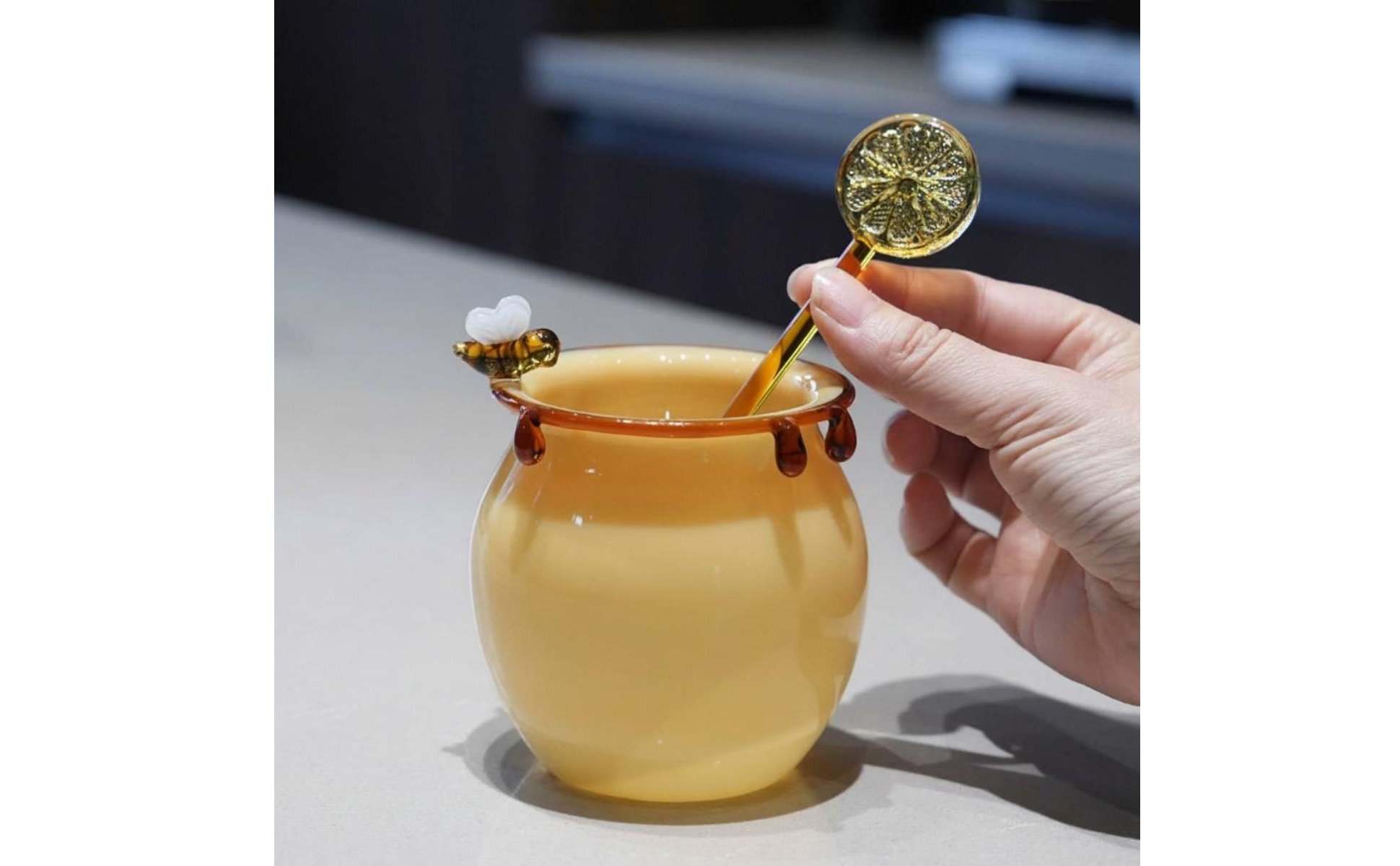 Honigtopf Glasbecher niedliches Bienendesign Glas mit Bienendekor für Party