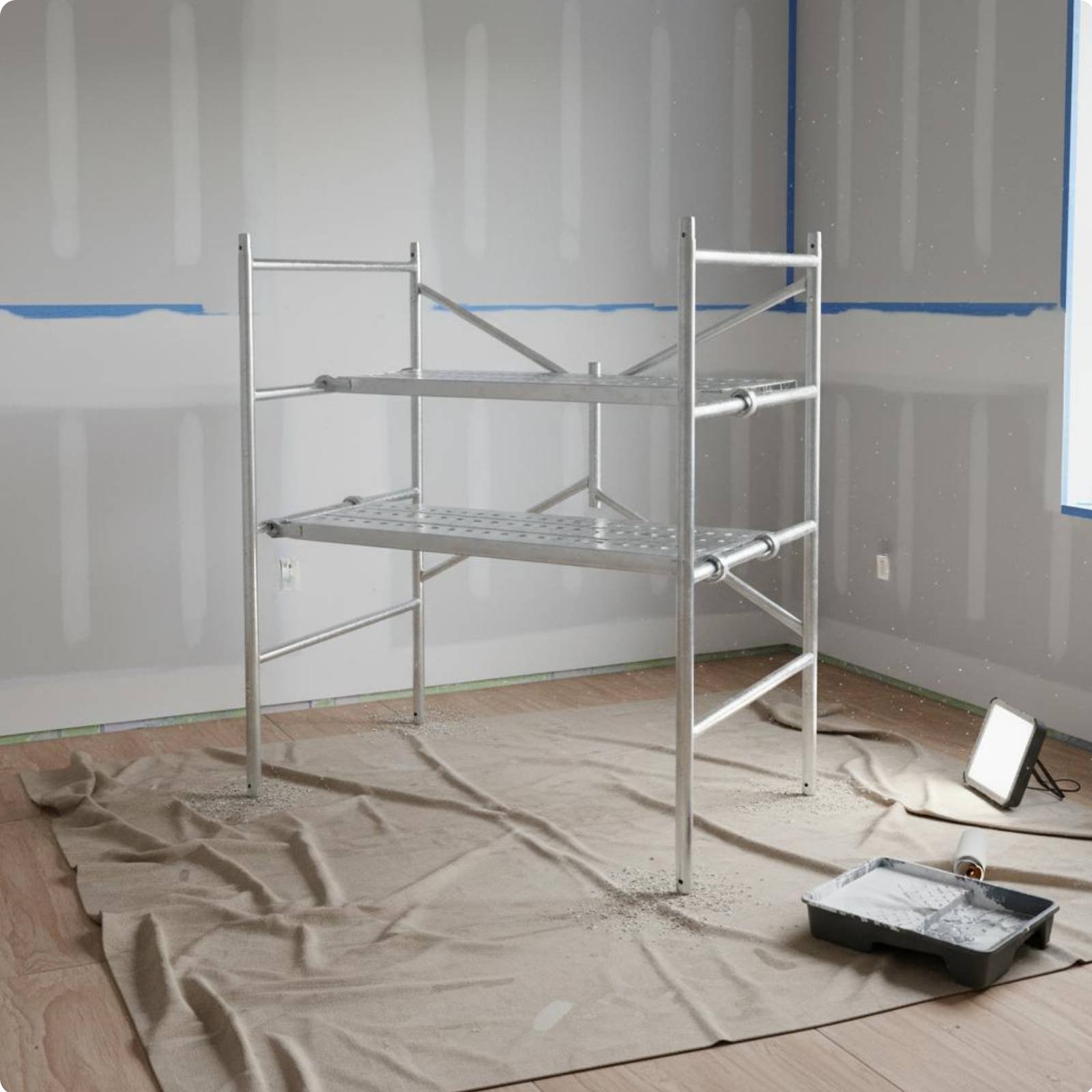 Folding Scaffold with Wheels Foldable Folding Scaffolding Galvanized Steel