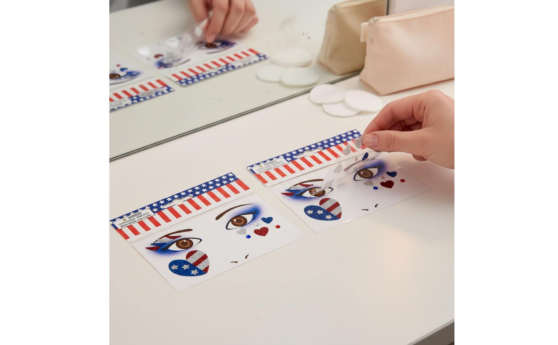 Independence Day Glitter Face Sticker Easy to Apply American Flag Face Jewels