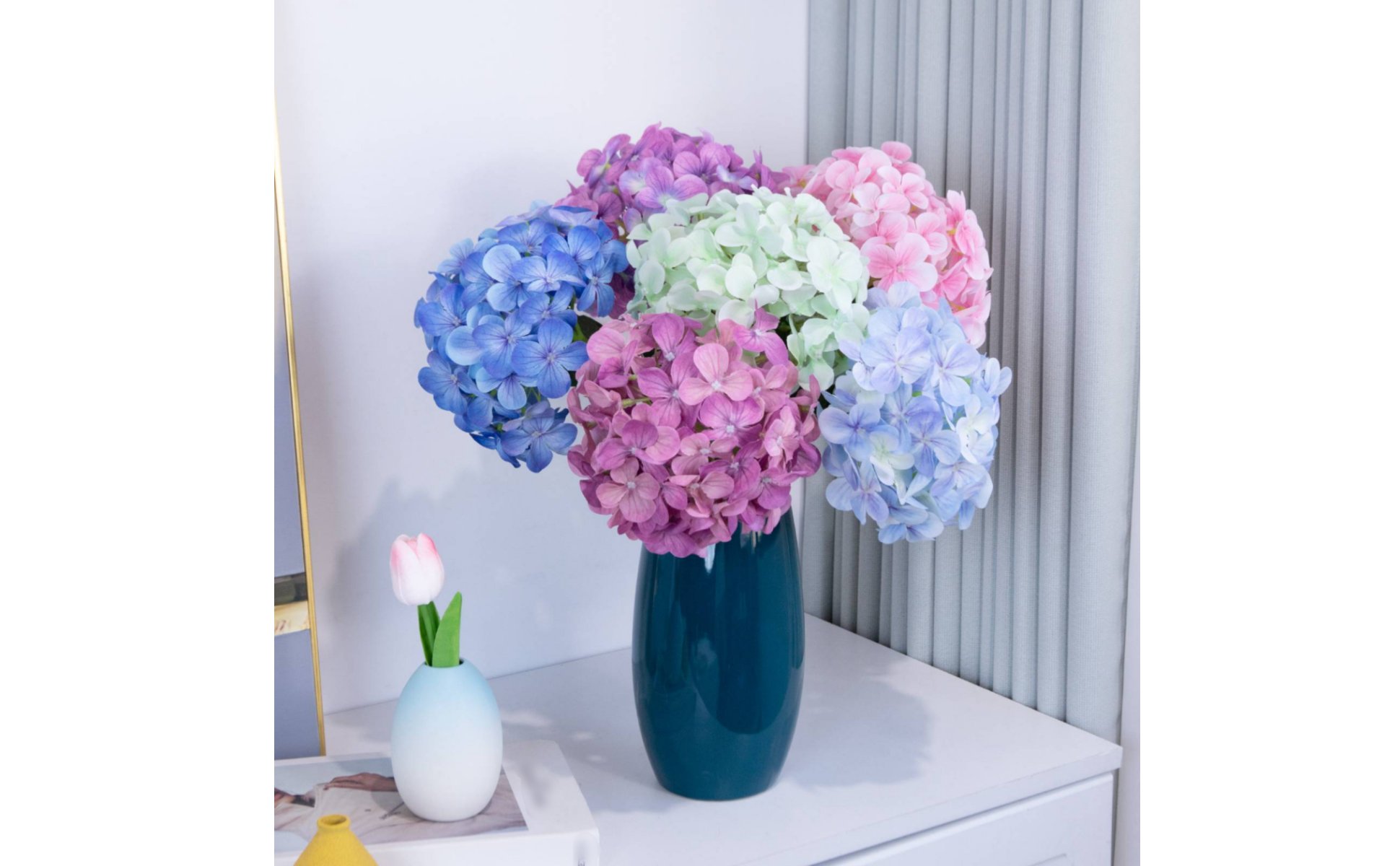 Fake Hydrangea Flower Lifelike Appearance Artificial Hydrangea Stem Realistic
