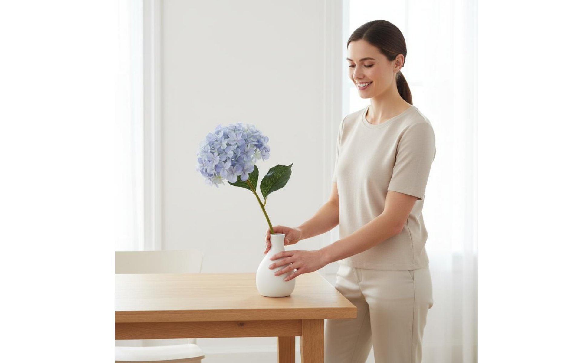 Fake Hydrangea Flower Lifelike Appearance Artificial Hydrangea Stem Realistic