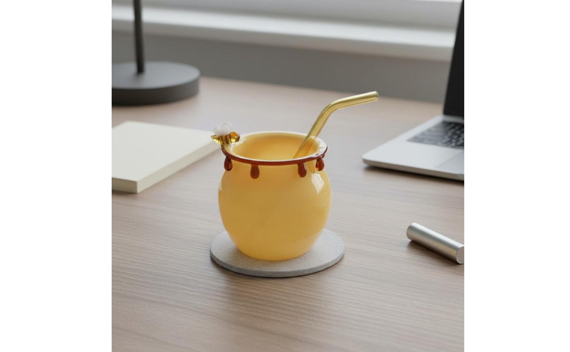 Honigtopf Glasbecher niedliches Bienendesign Glas mit Bienendekor für Party