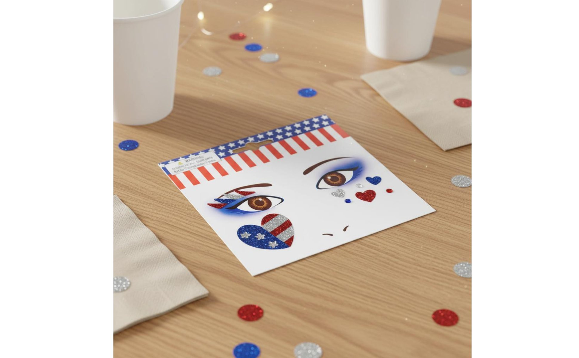 Independence Day Glitter Face Sticker Easy to Apply American Flag Face Jewels