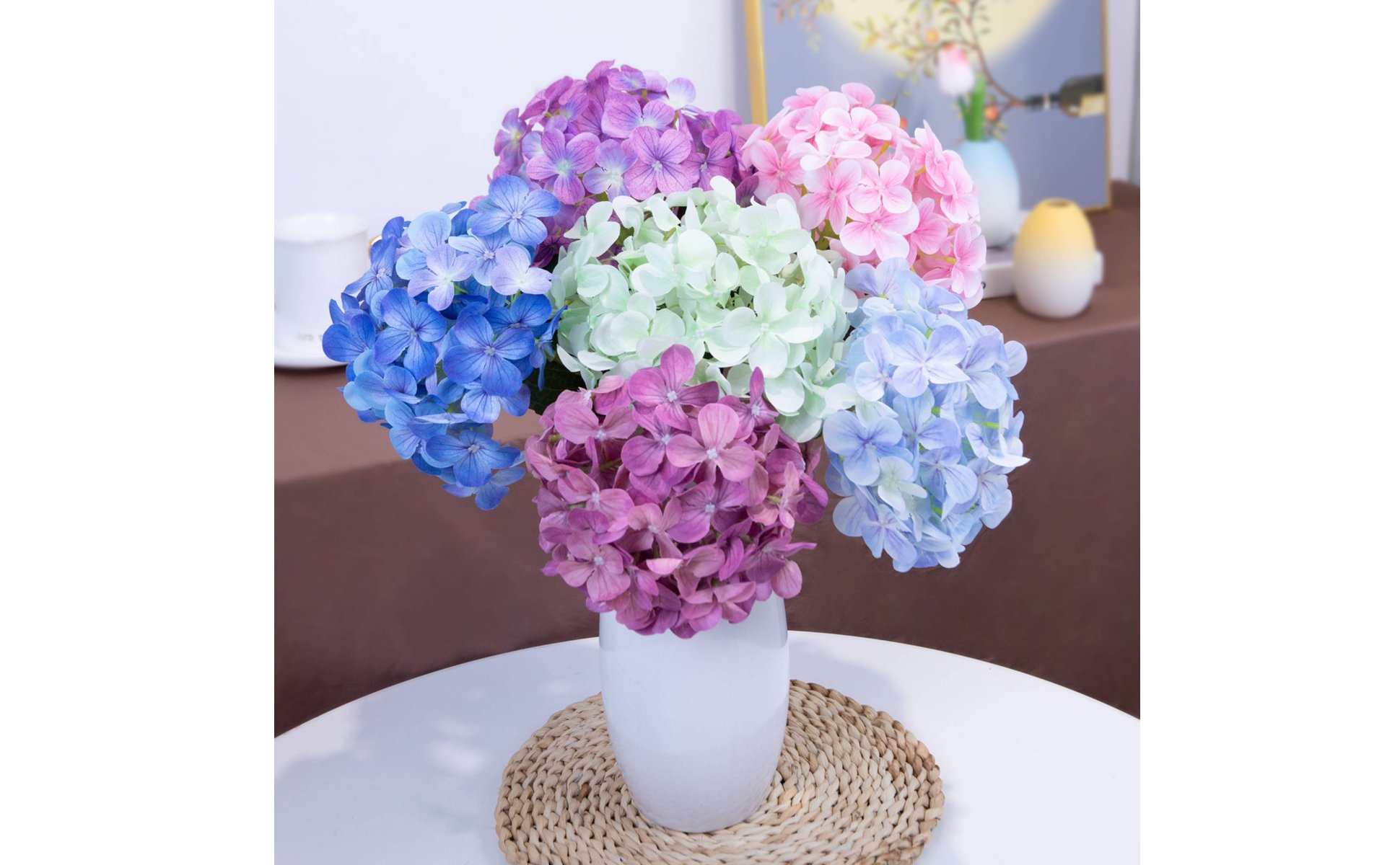 Fake Hydrangea Flower Lifelike Appearance Artificial Hydrangea Stem Realistic