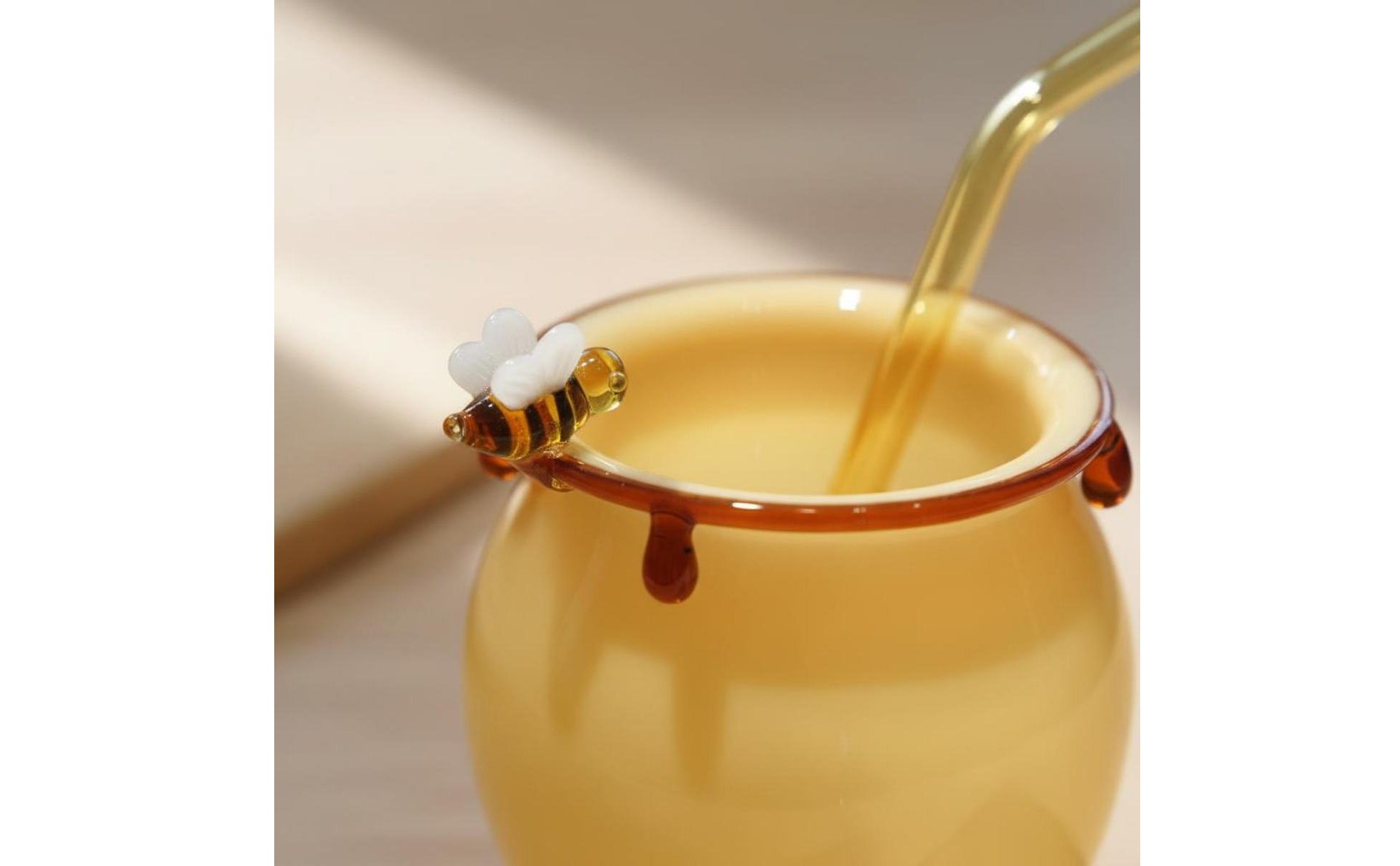 Honigtopf Glasbecher niedliches Bienendesign Glas mit Bienendekor für Party