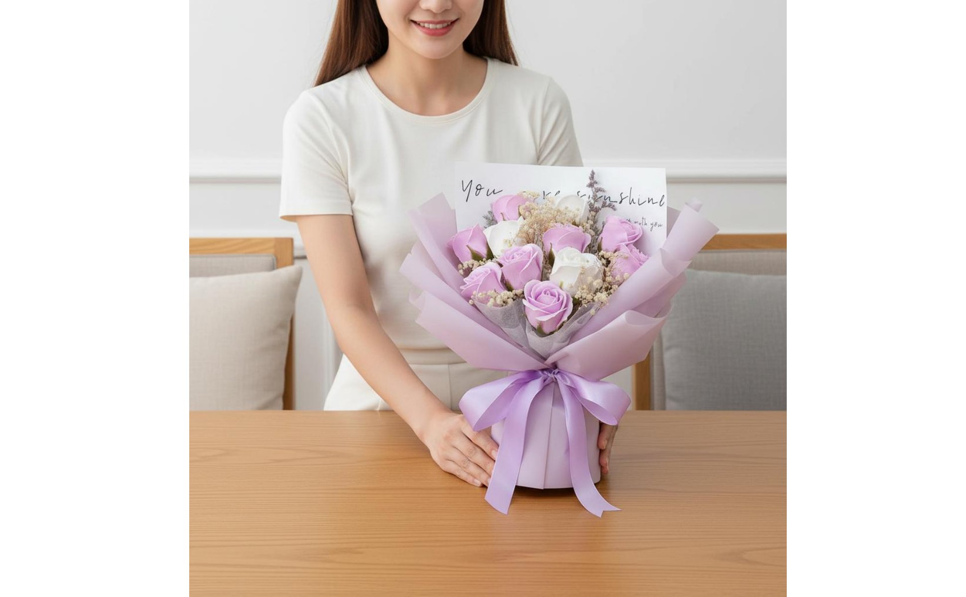 Soap Flower Arrangement Long-Lasting Everlasting Blossom Arrangement Elegant