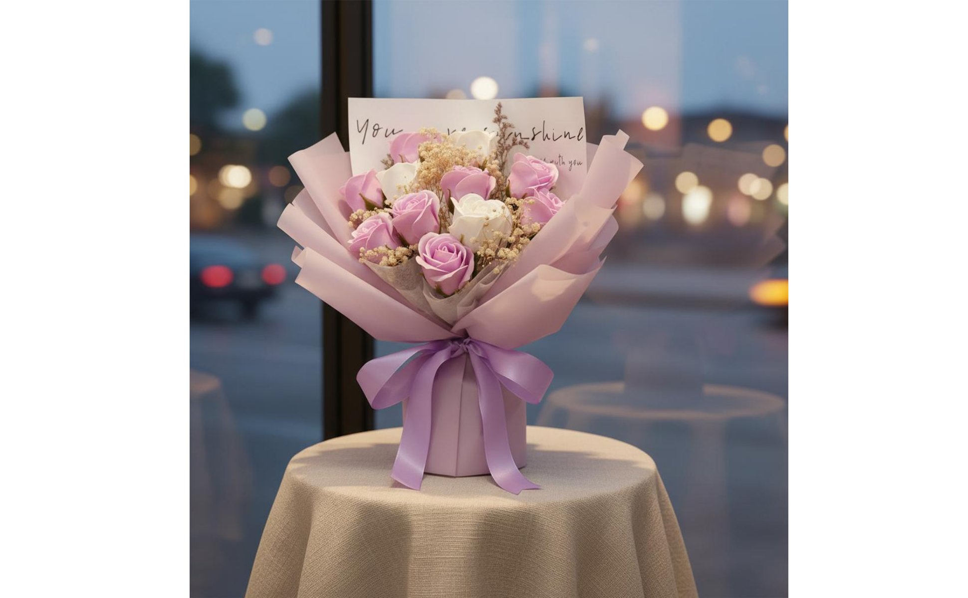 Soap Flower Arrangement Long-Lasting Everlasting Blossom Arrangement Elegant