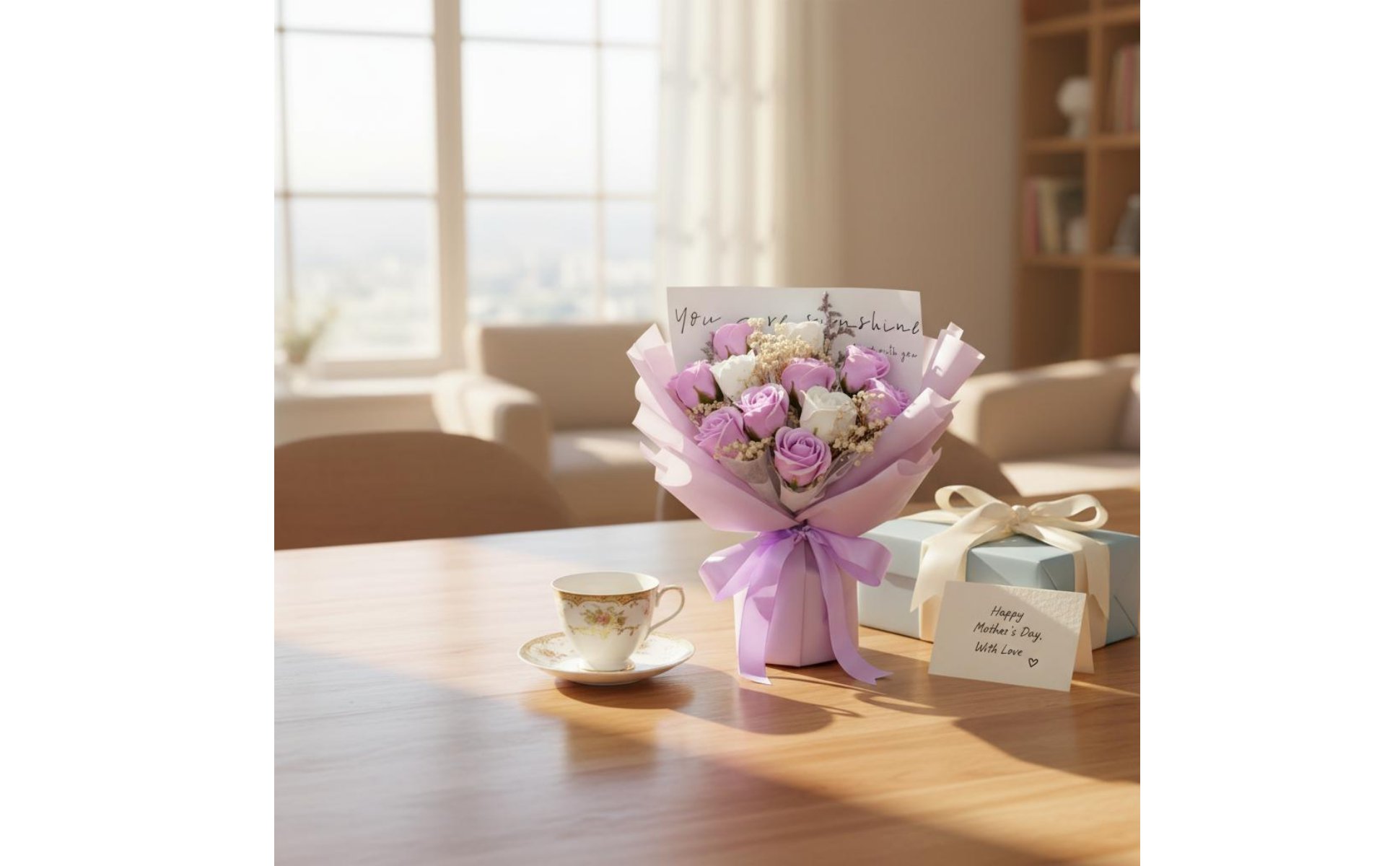 Soap Flower Arrangement Long-Lasting Everlasting Blossom Arrangement Elegant