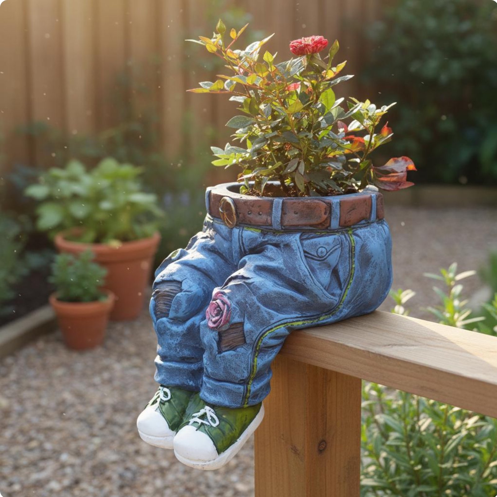 Jeans Flower Pot Indoor &amp; Outdoor Use Resin Jeans Pot for Balcony, Bookshelf