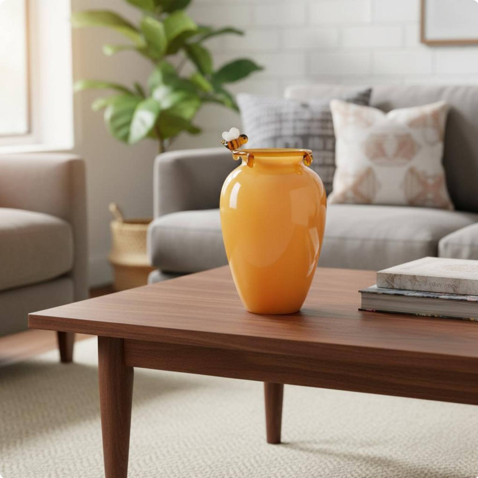 Glasvase mit Biene Bienen-Design dekorative Vase mit Honigtropfen für Pension