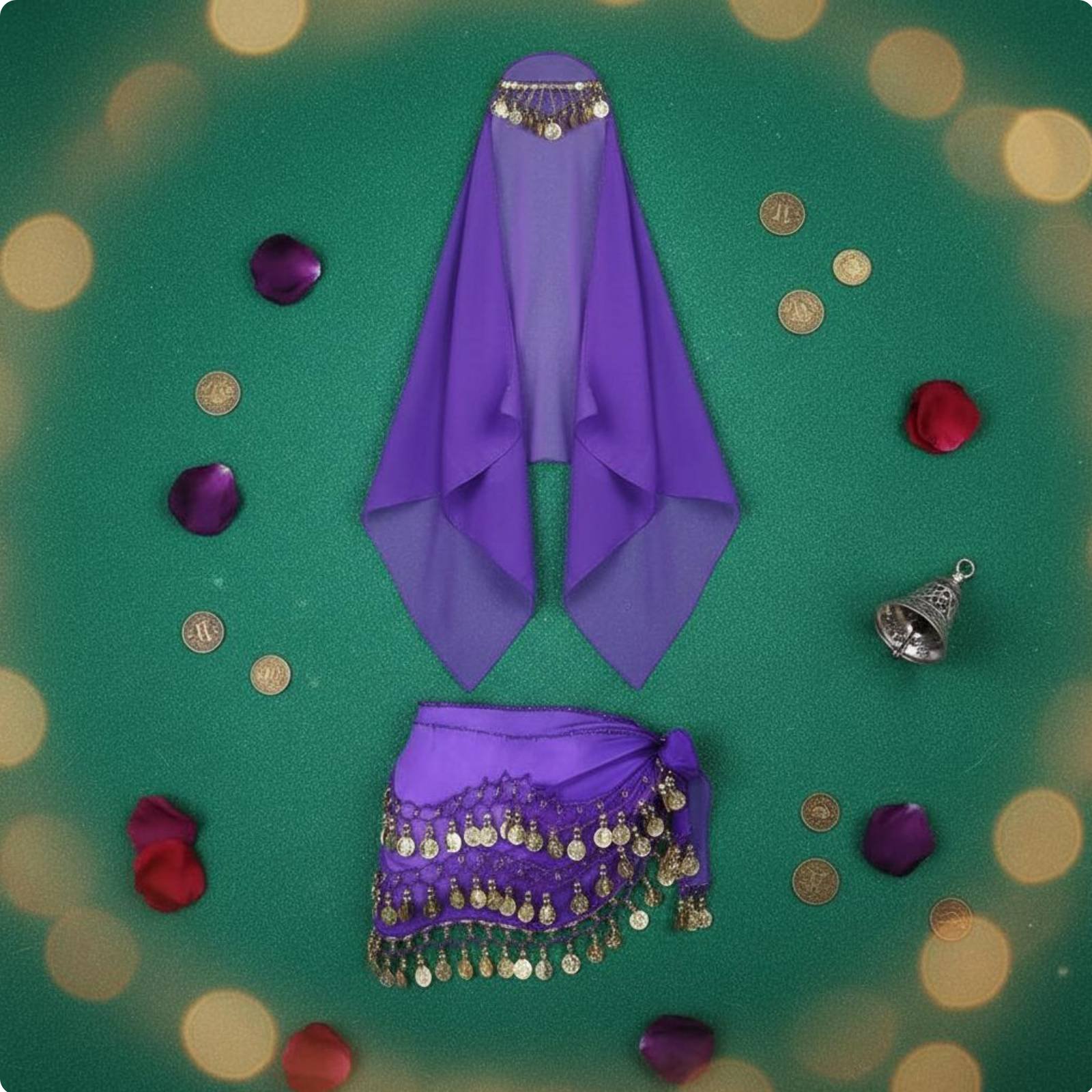 4 Pieces Fortune Teller Costume Kit Lightweight Chiffon for Halloween, Cosplay