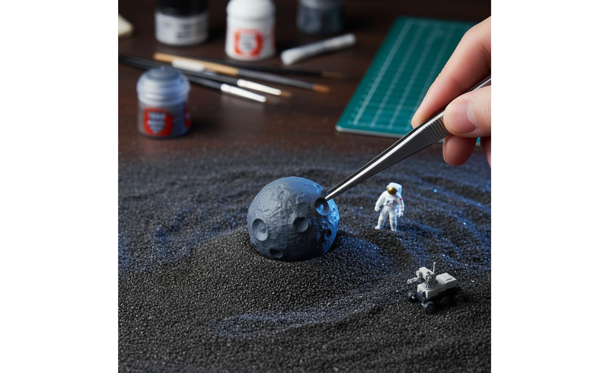 Miniature Moon Model Handmade Sand Table Moon Ornament for Terrariums, Hobbyists