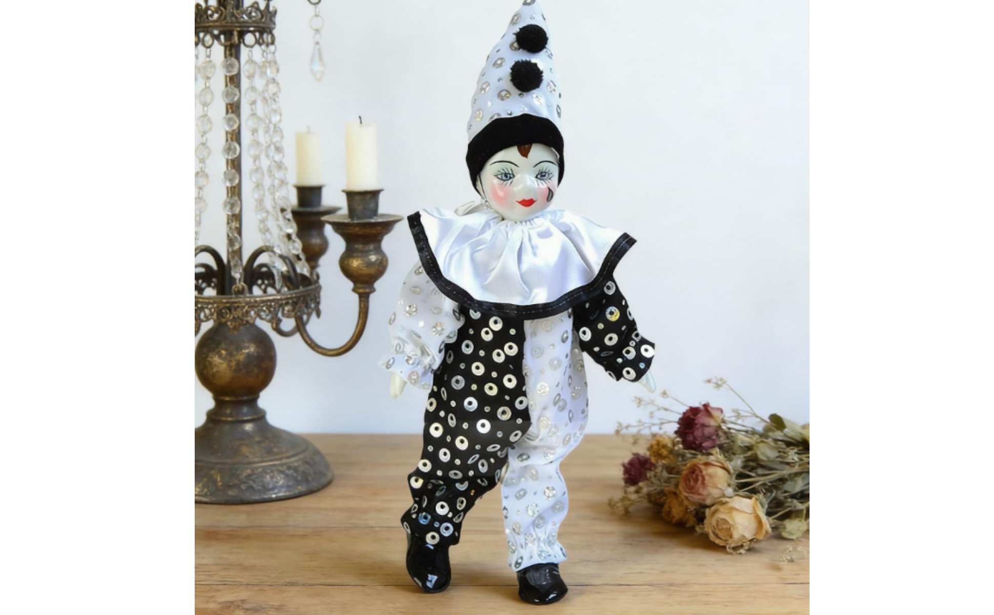 Ceramic Jester Doll Souvenir Gift Porcelain Clown Doll Art Piece for Collectors