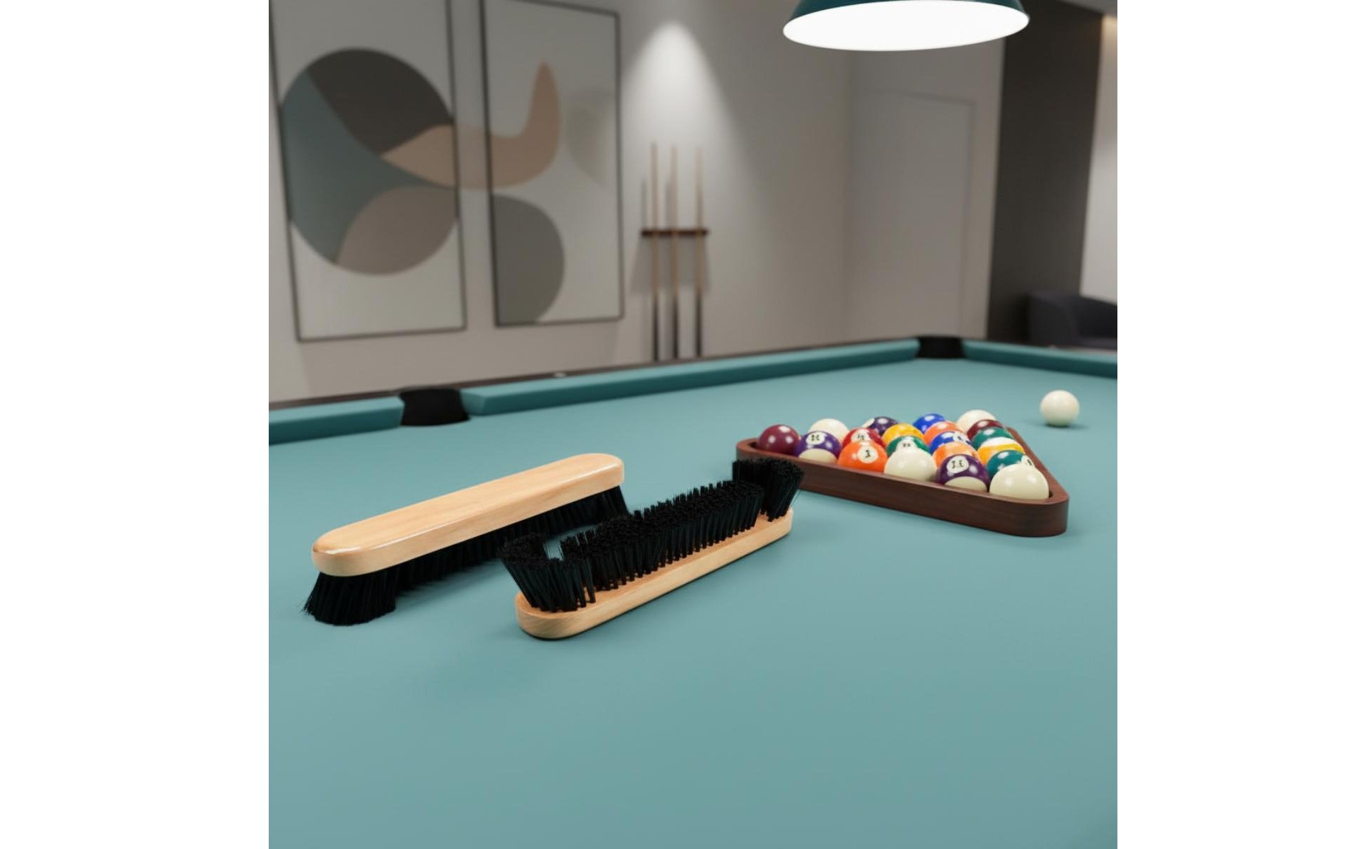 Billiard Table Brush Set Solid Wood Handle Pool Table Brush Set for Game Room