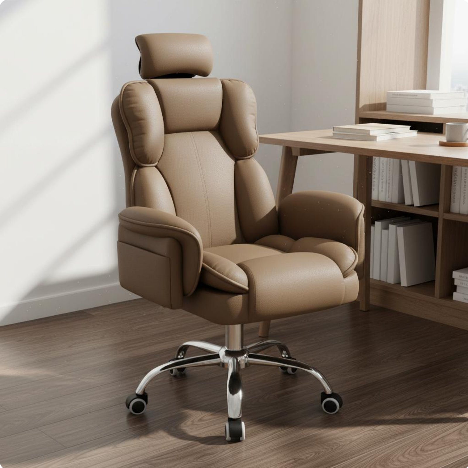 Ergonomic Reclining Office Chair Adjustable Headrest for Live Streamers, Gamers