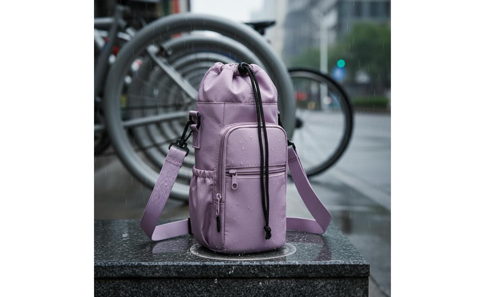 Water Bottle Bag with Phone Pocket Waterproof Crossbody Water Bottle Holder